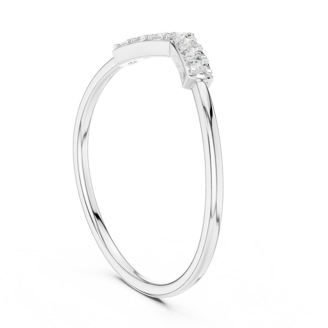 Round Diamond Chevron Pavé Stackable Band Ring