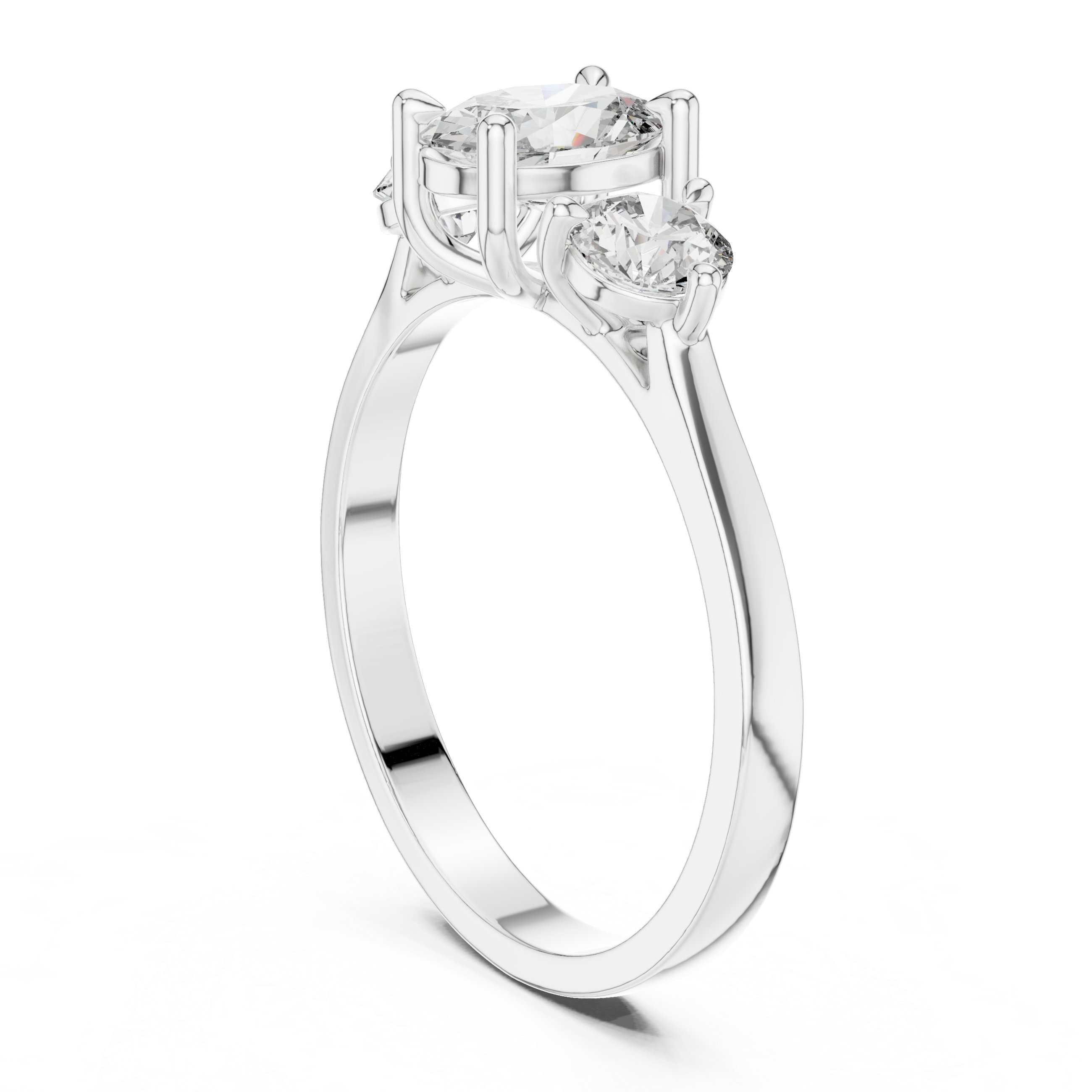 Oval engagement ring with polished band.
