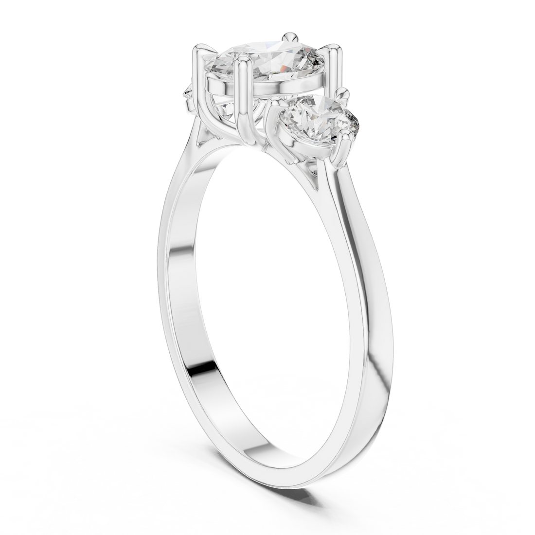 Oval engagement ring with polished band.