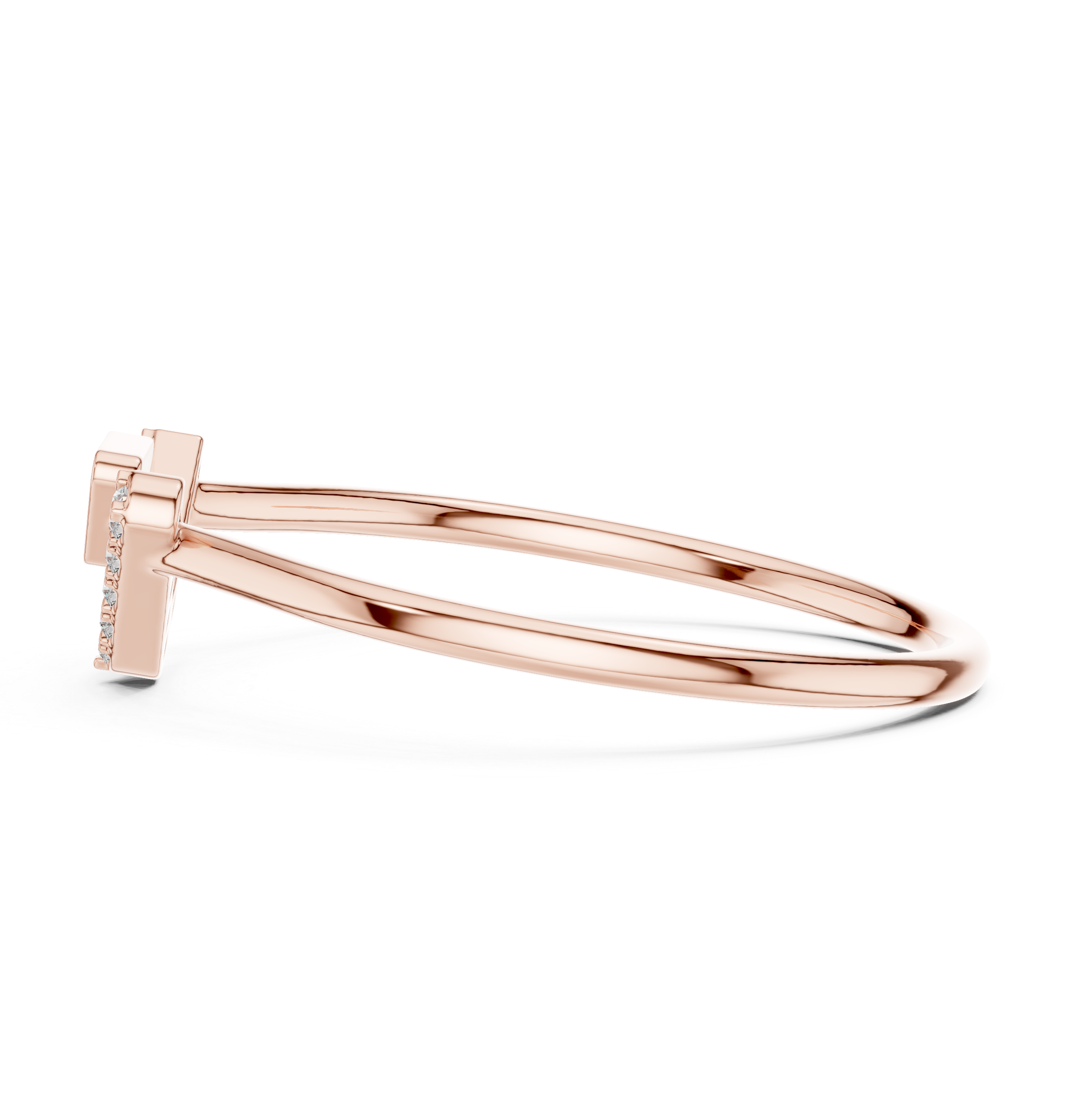 Geometric V-Shaped Round Cut Diamond Chevron Ring