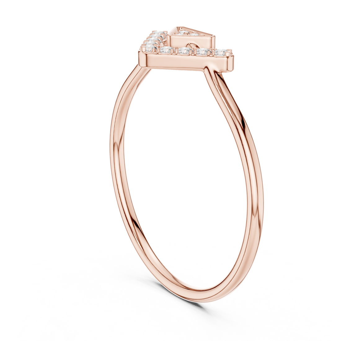 Geometric V-Shaped Round Cut Diamond Chevron Ring