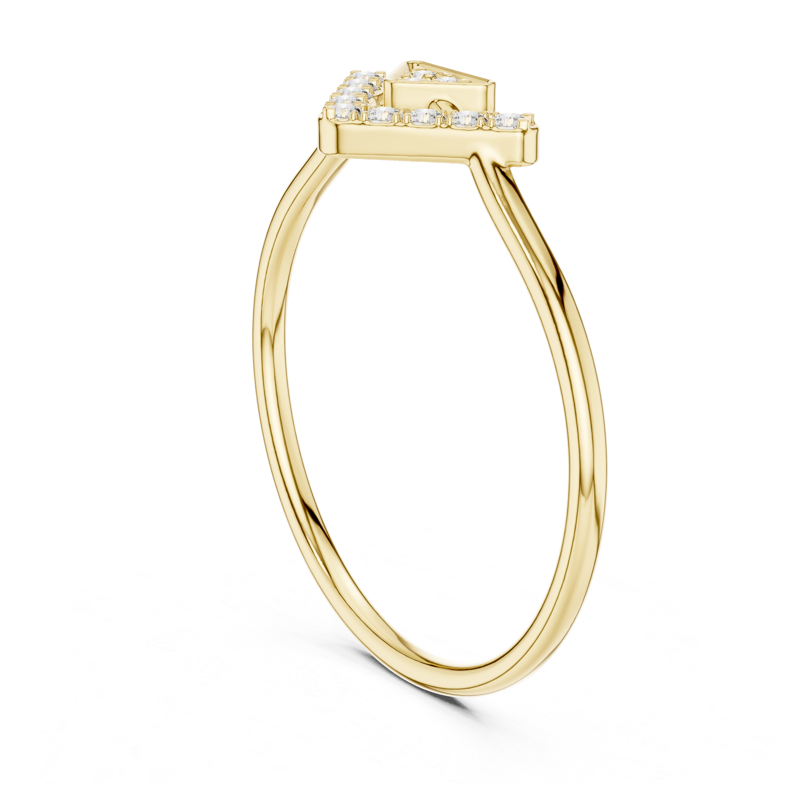 Geometric V-Shaped Round Cut Diamond Chevron Ring