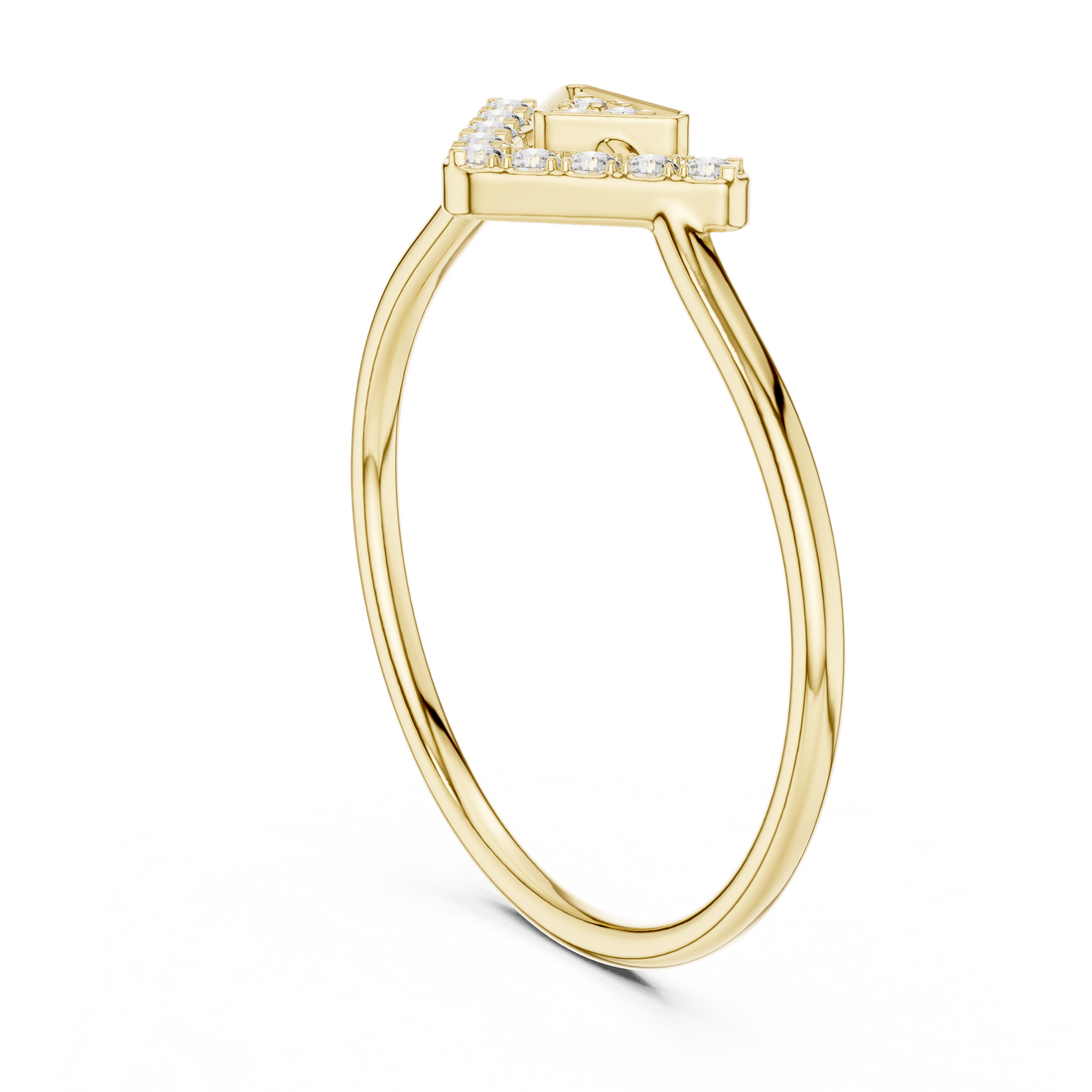 Geometric V-Shaped Round Cut Diamond Chevron Ring