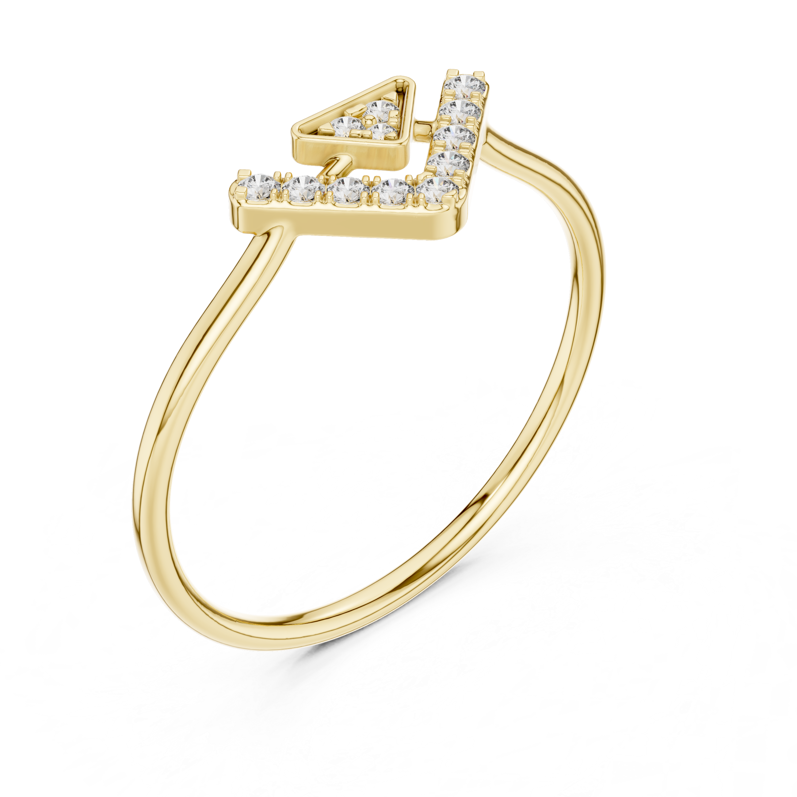 Geometric V-Shaped Round Cut Diamond Chevron Ring