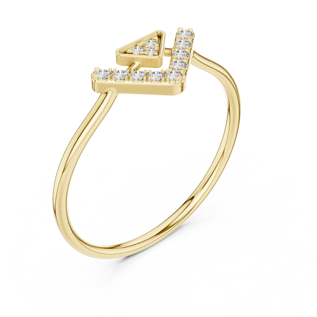 Geometric V-Shaped Round Cut Diamond Chevron Ring