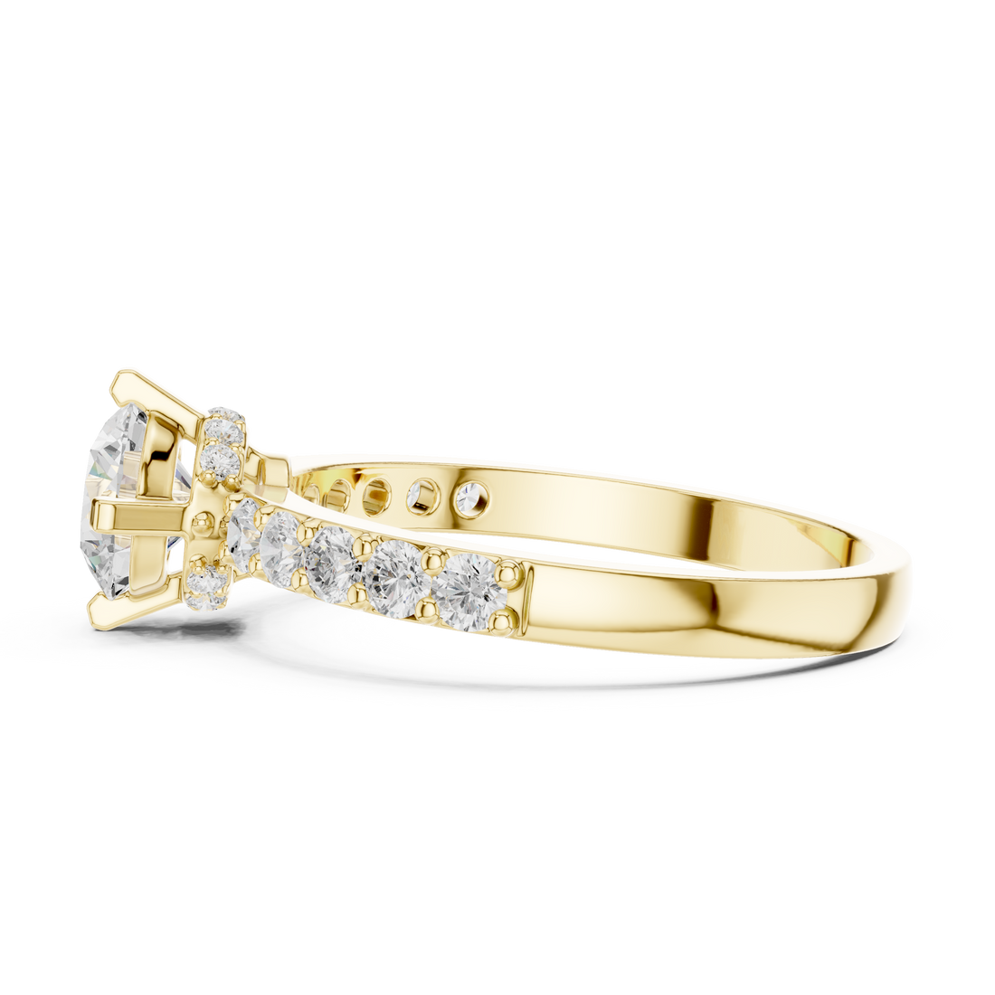 Decorative gold bangle with floral engraving.