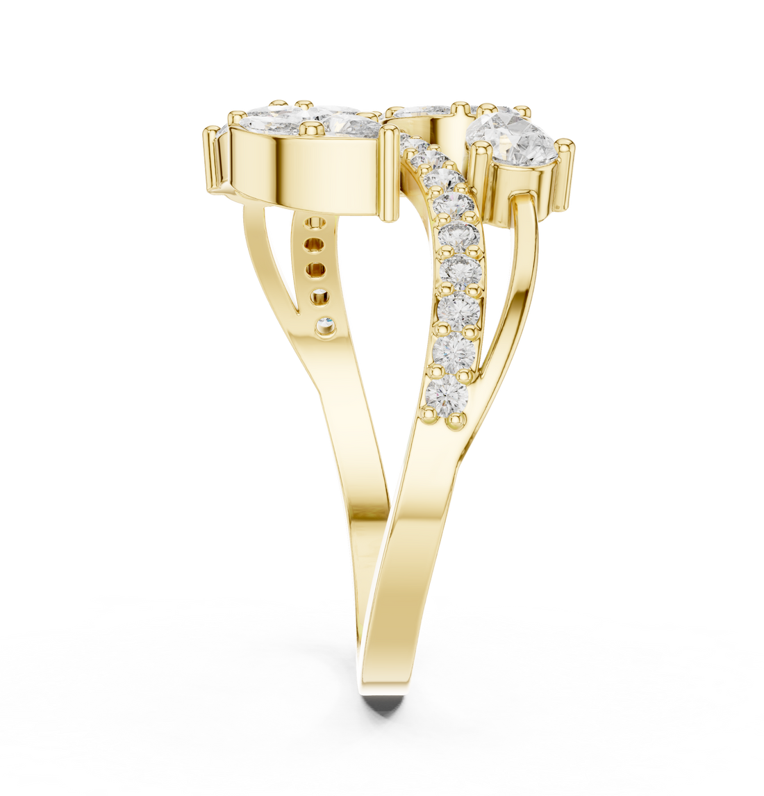 Wedding jewellery set with polished gold finish.