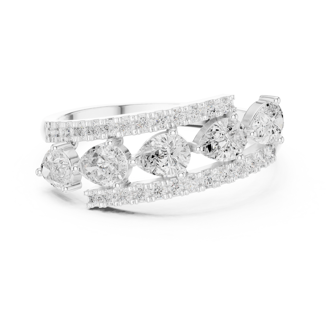 Halo cocktail ring with sparkling border design.