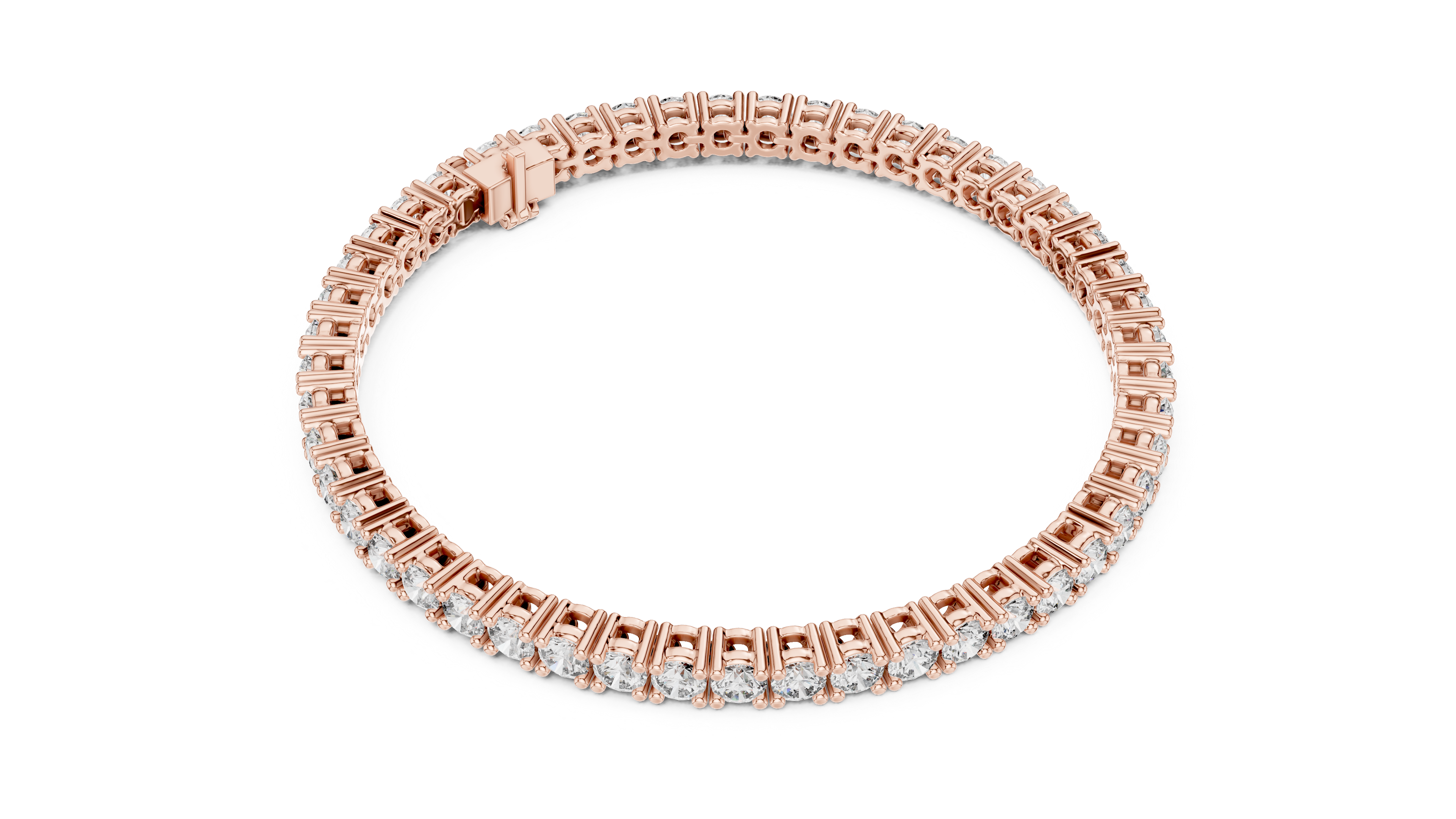 Classic Round Diamond Tennis Line Bracelet in Collet Setting with Seamless Brilliance