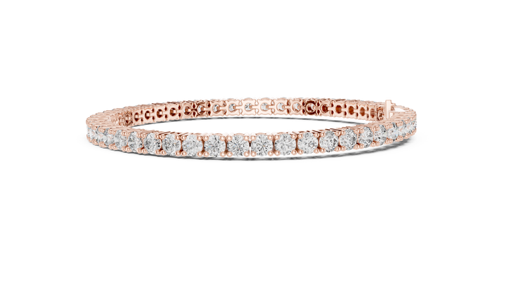 Classic Round Diamond Tennis Line Bracelet in Collet Setting with Seamless Brilliance