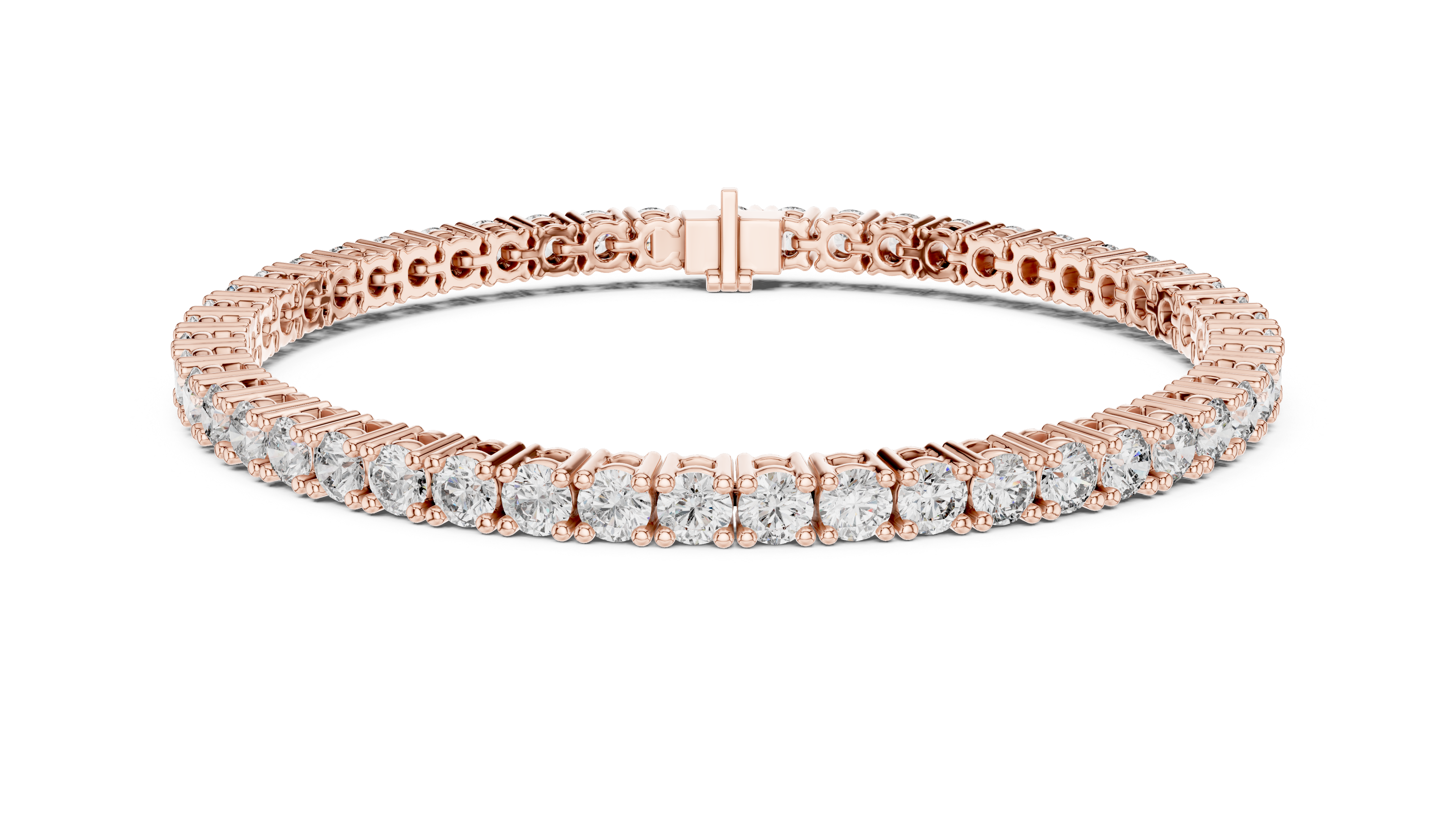 Classic Round Diamond Tennis Line Bracelet in Collet Setting with Seamless Brilliance
