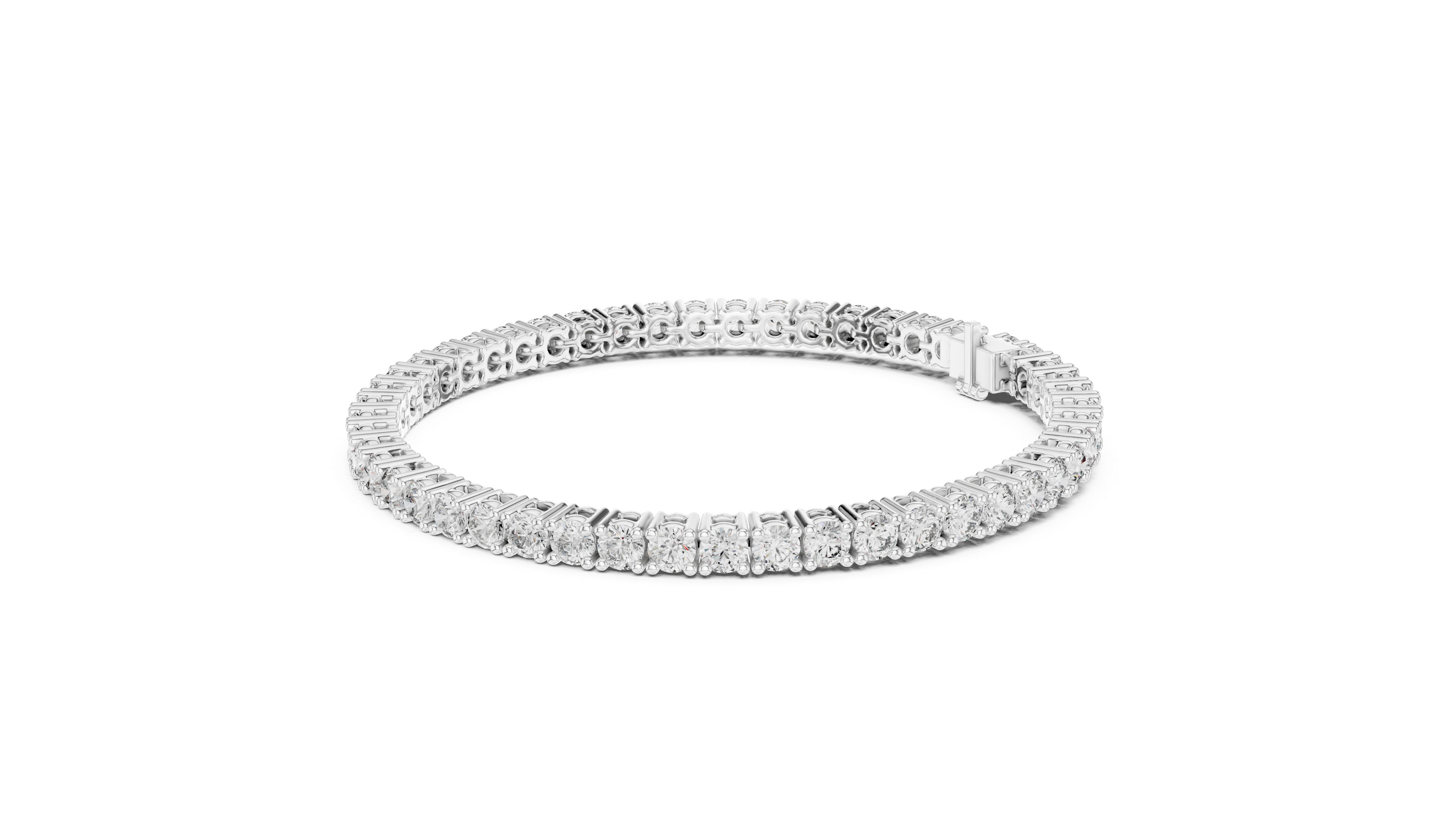 Classic Round Diamond Tennis Line Bracelet in Collet Setting with Seamless Brilliance