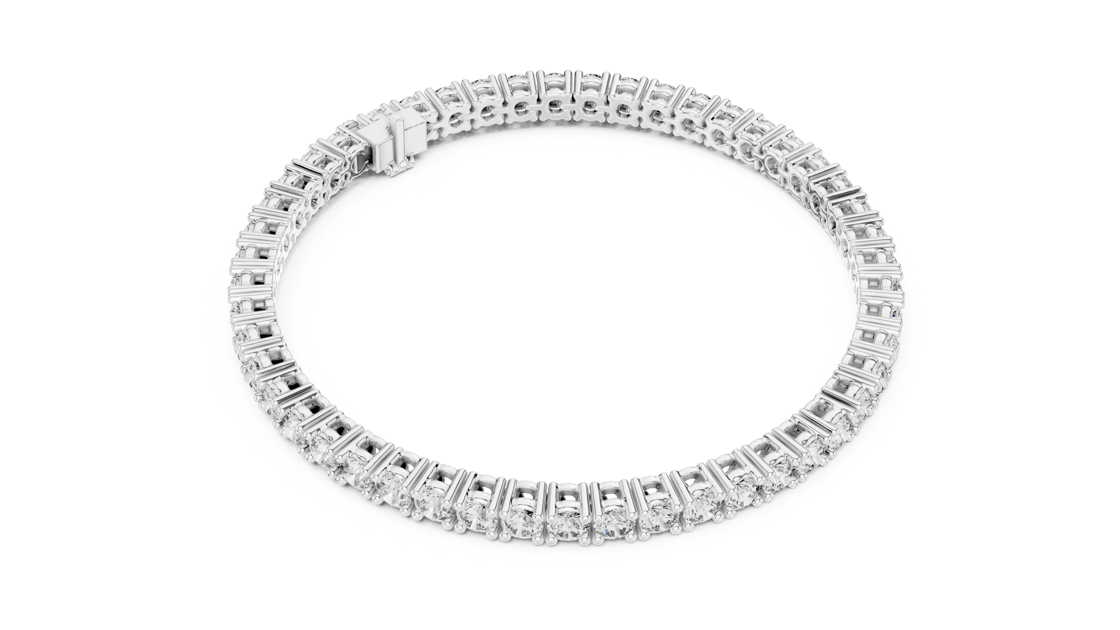 Classic Round Diamond Tennis Line Bracelet in Collet Setting with Seamless Brilliance