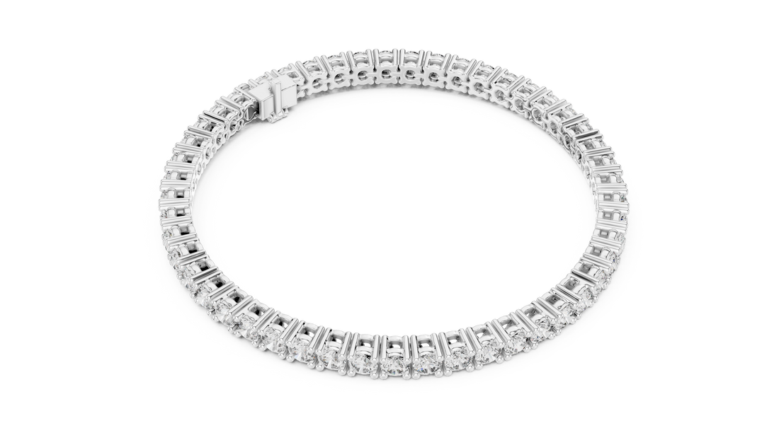 Classic Round Diamond Tennis Line Bracelet in Collet Setting with Seamless Brilliance