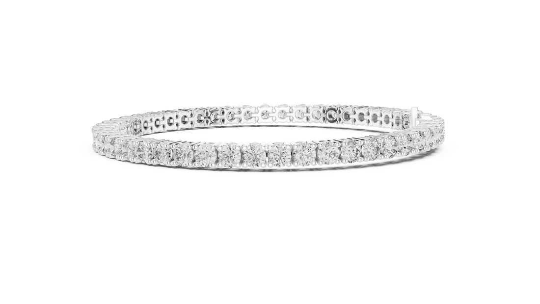 Classic Round Diamond Tennis Line Bracelet in Collet Setting with Seamless Brilliance