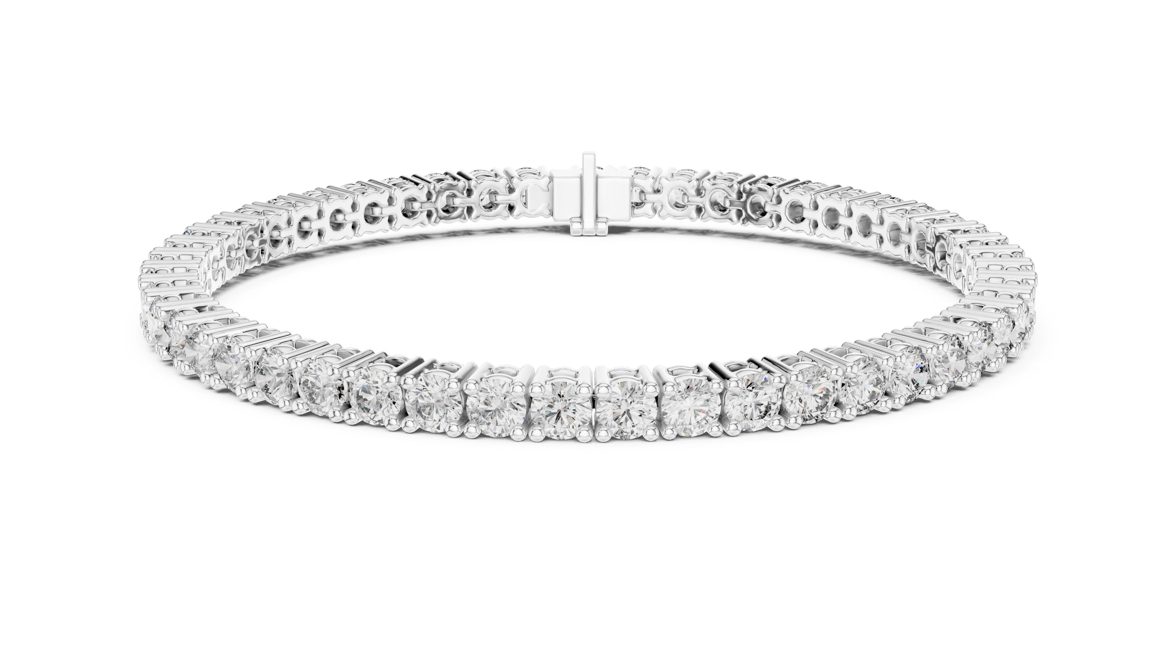 Classic Round Diamond Tennis Line Bracelet in Collet Setting with Seamless Brilliance