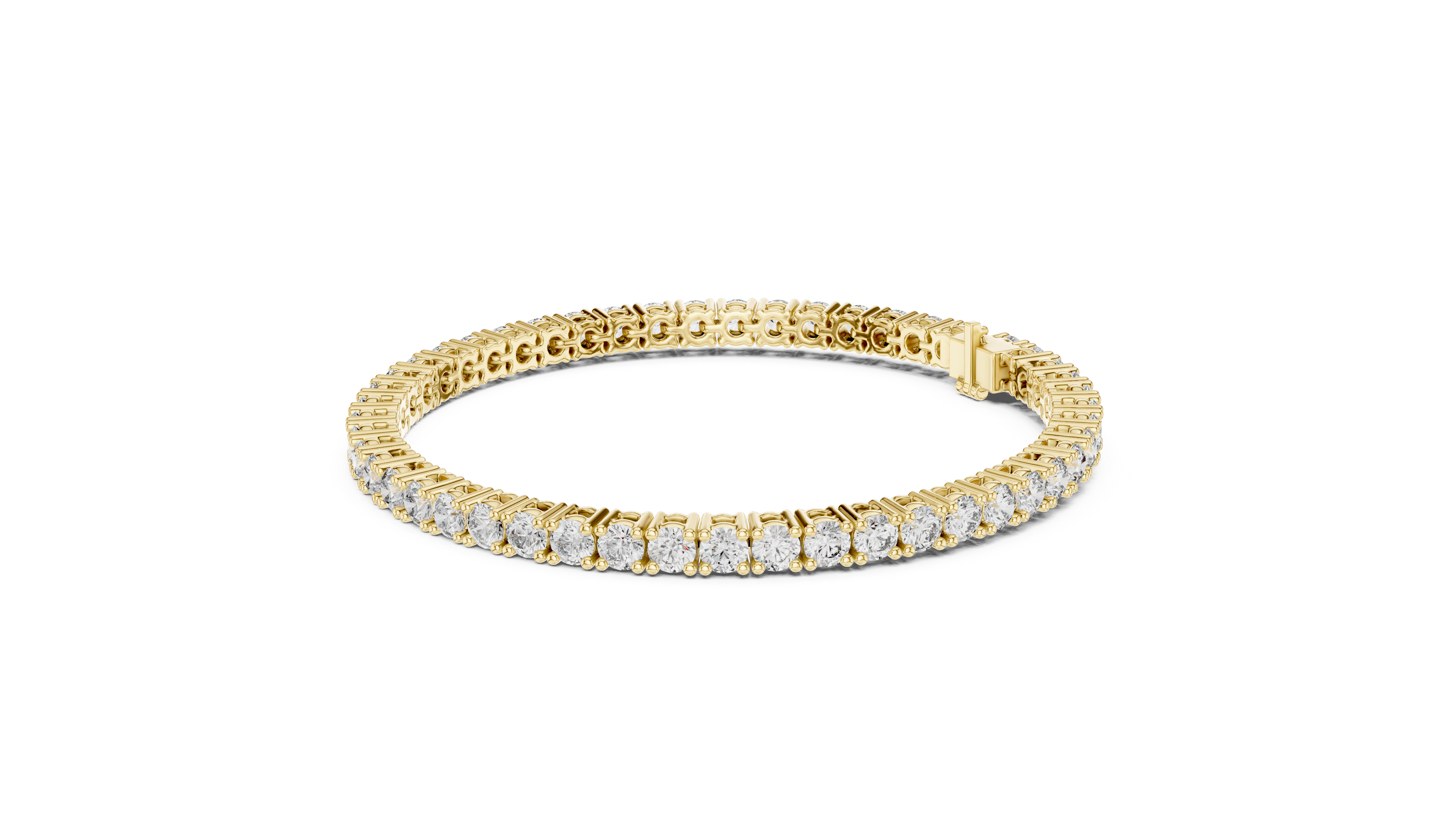 Classic Round Diamond Tennis Line Bracelet in Collet Setting with Seamless Brilliance