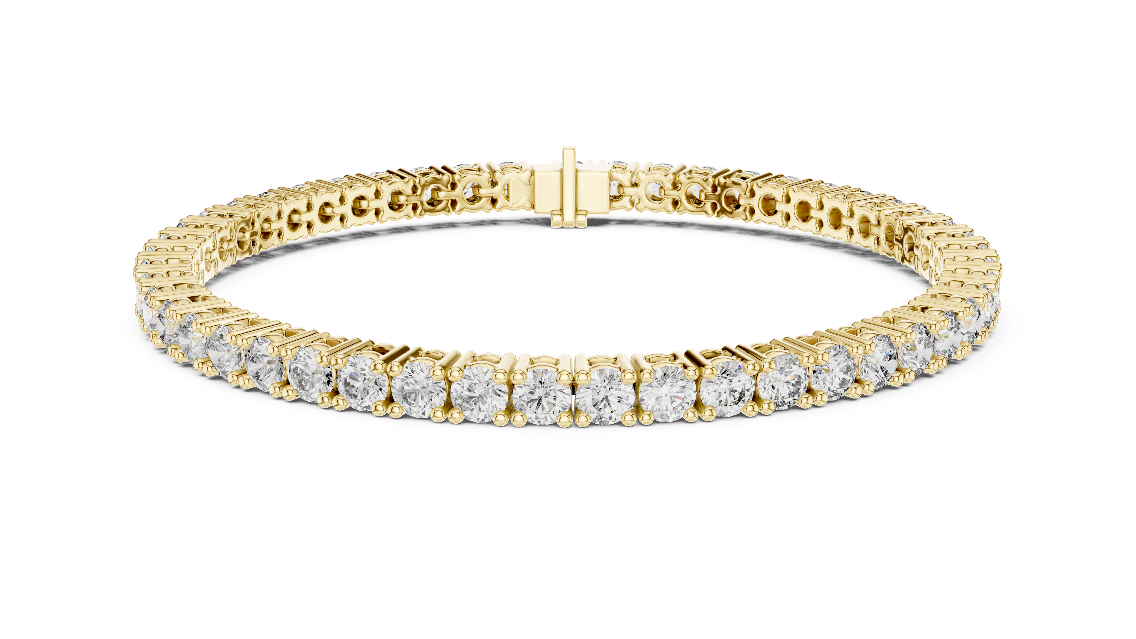 Classic Round Diamond Tennis Line Bracelet in Collet Setting with Seamless Brilliance