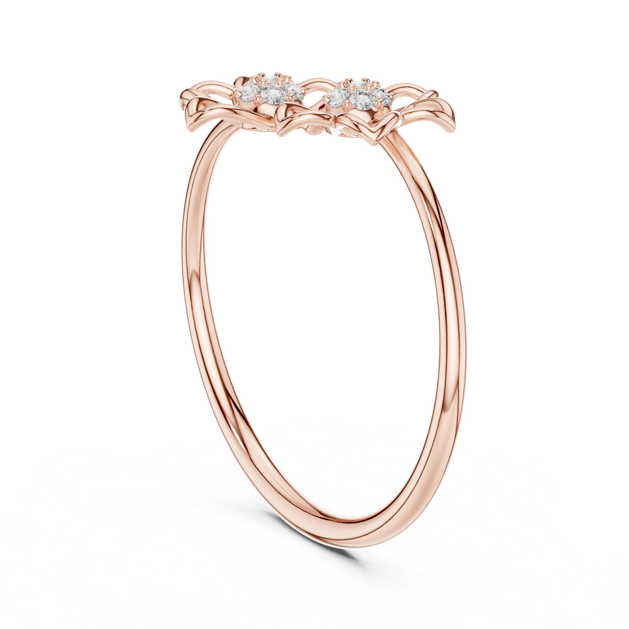 Round Cut Diamond Dual Floral Cluster Ring