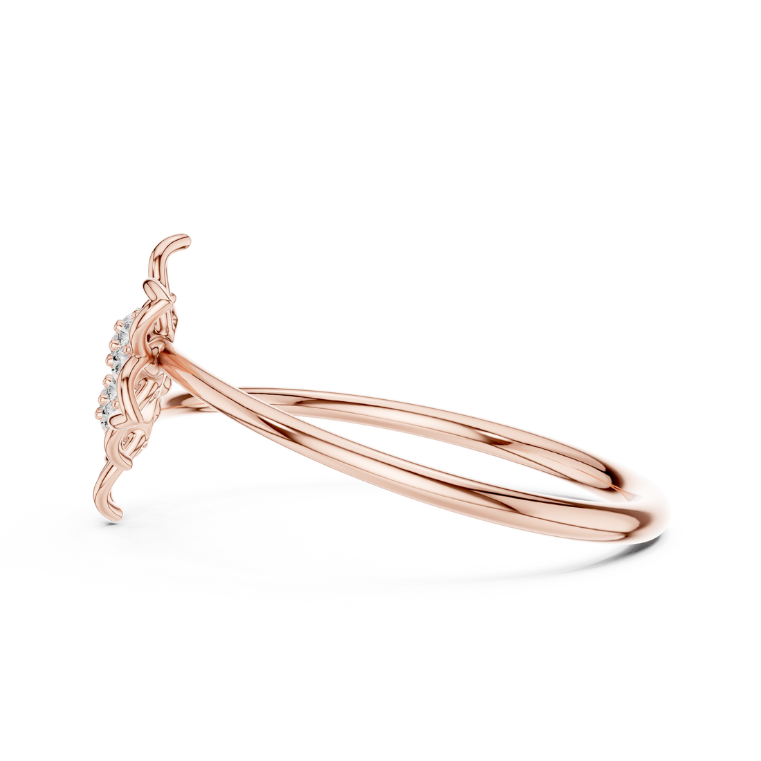 Round Cut Diamond Dual Floral Cluster Ring