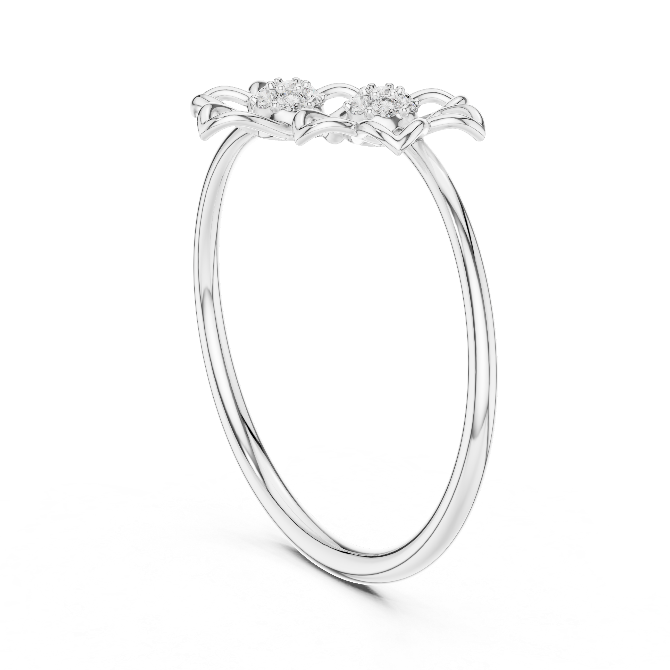 Round Cut Diamond Dual Floral Cluster Ring