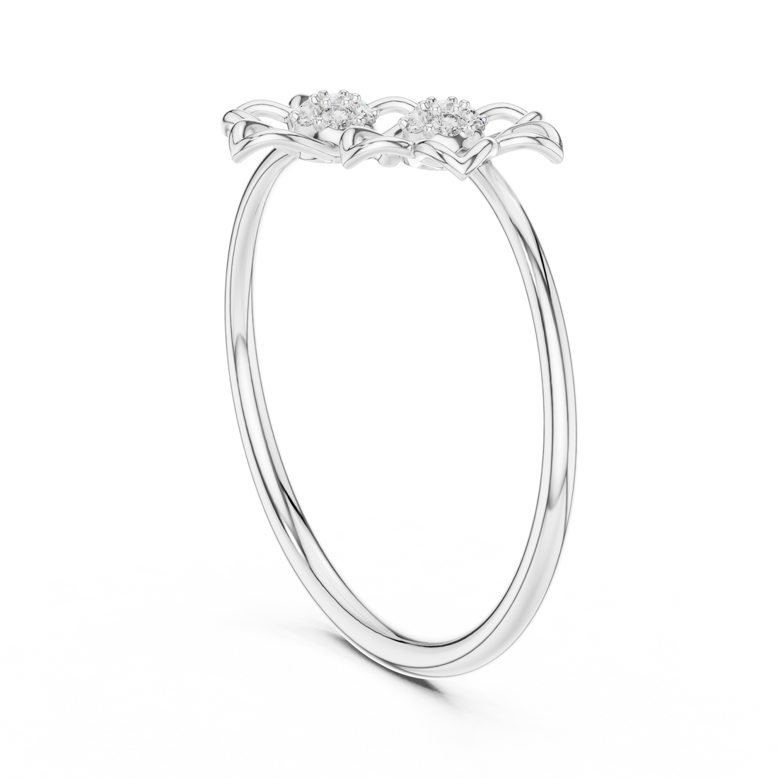 Round Cut Diamond Dual Floral Cluster Ring