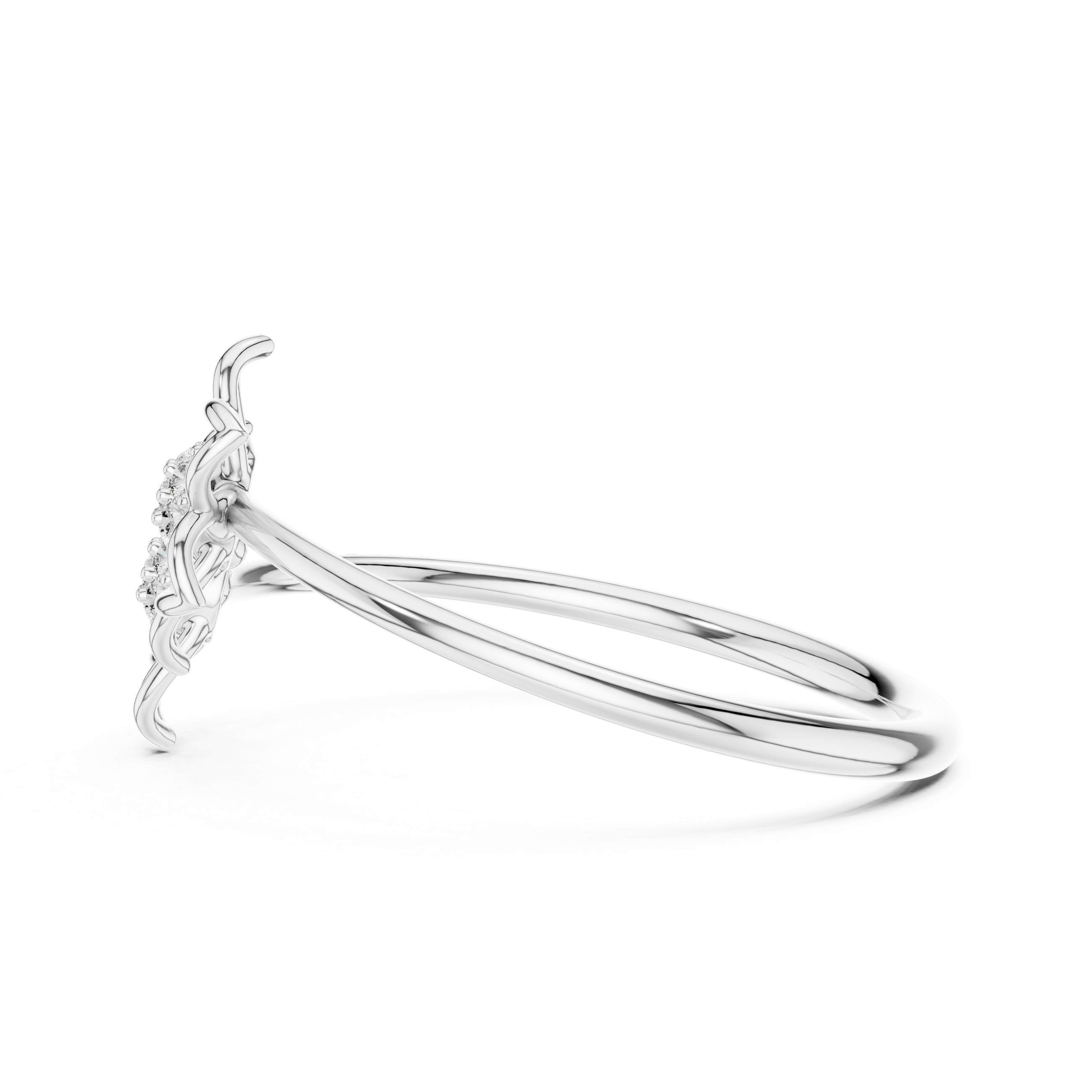 Round Cut Diamond Dual Floral Cluster Ring