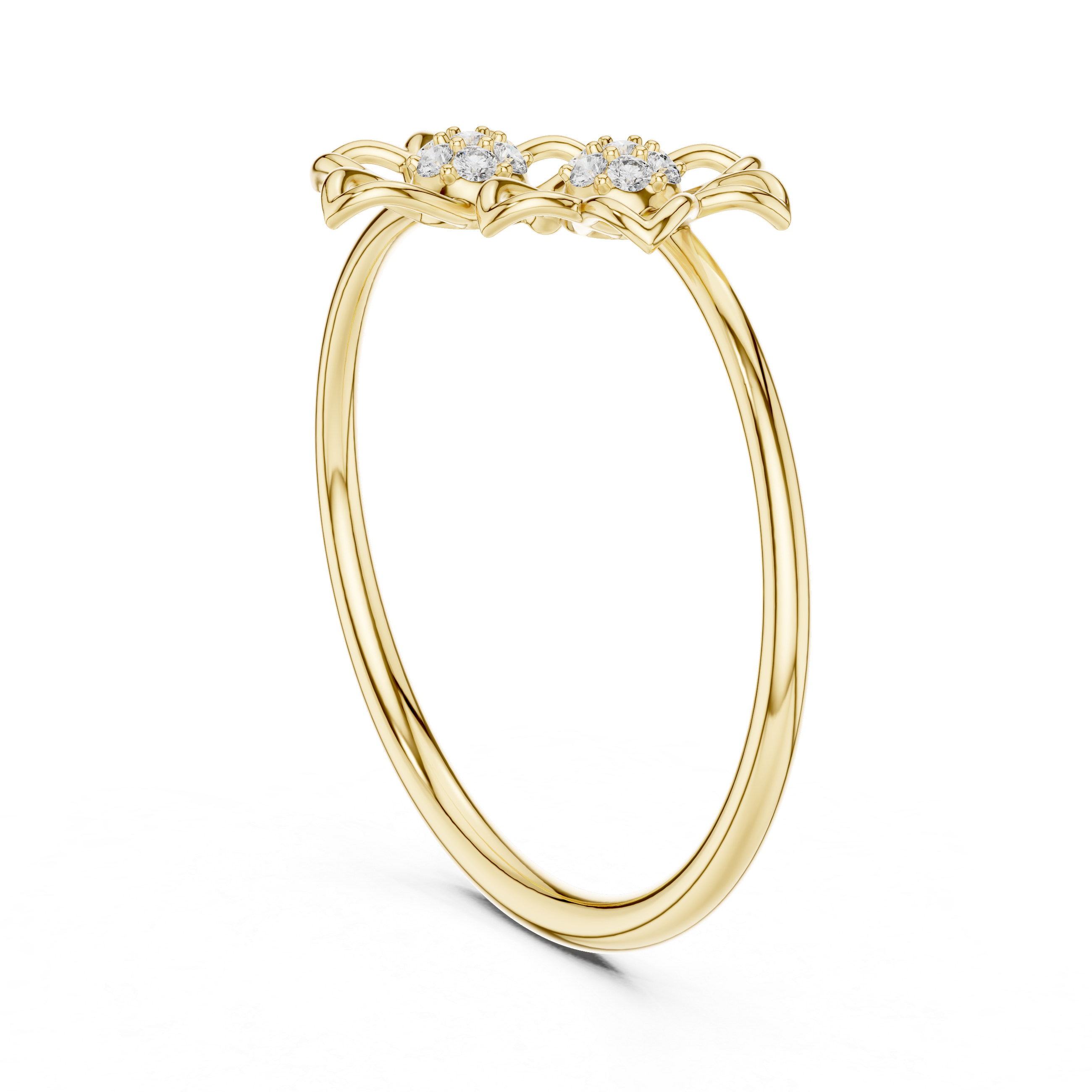 Round Cut Diamond Dual Floral Cluster Ring