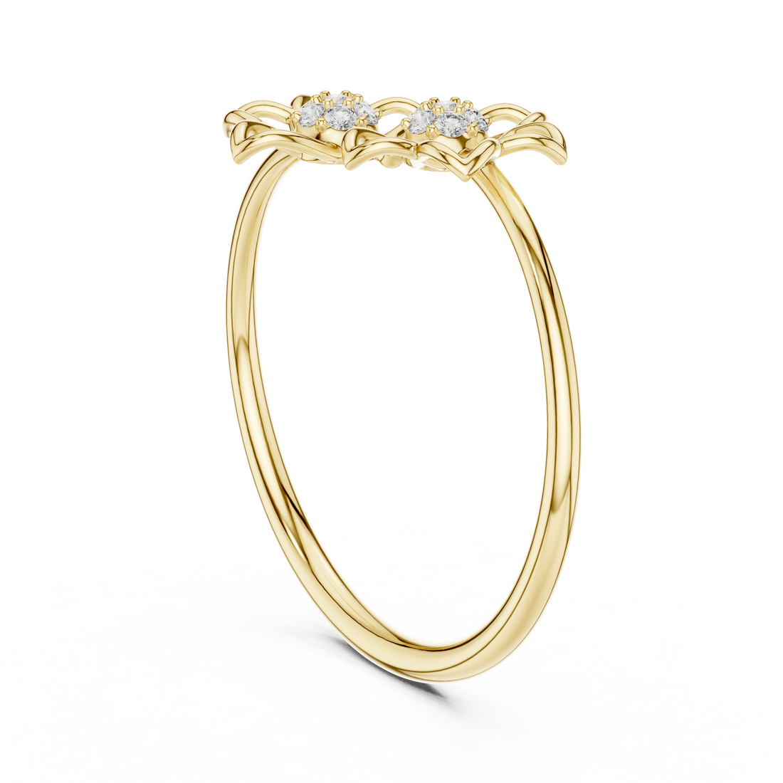 Round Cut Diamond Dual Floral Cluster Ring