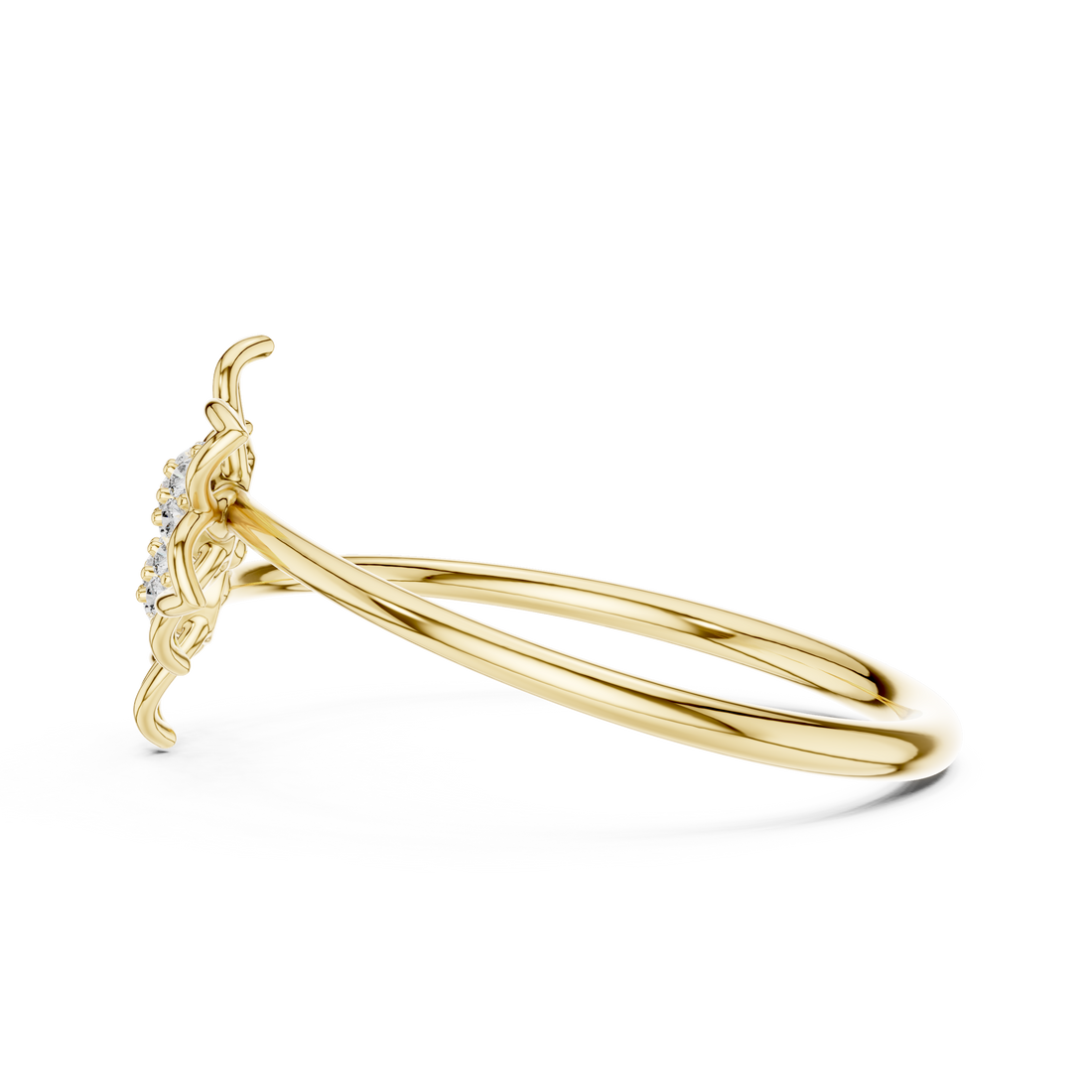 Round Cut Diamond Dual Floral Cluster Ring