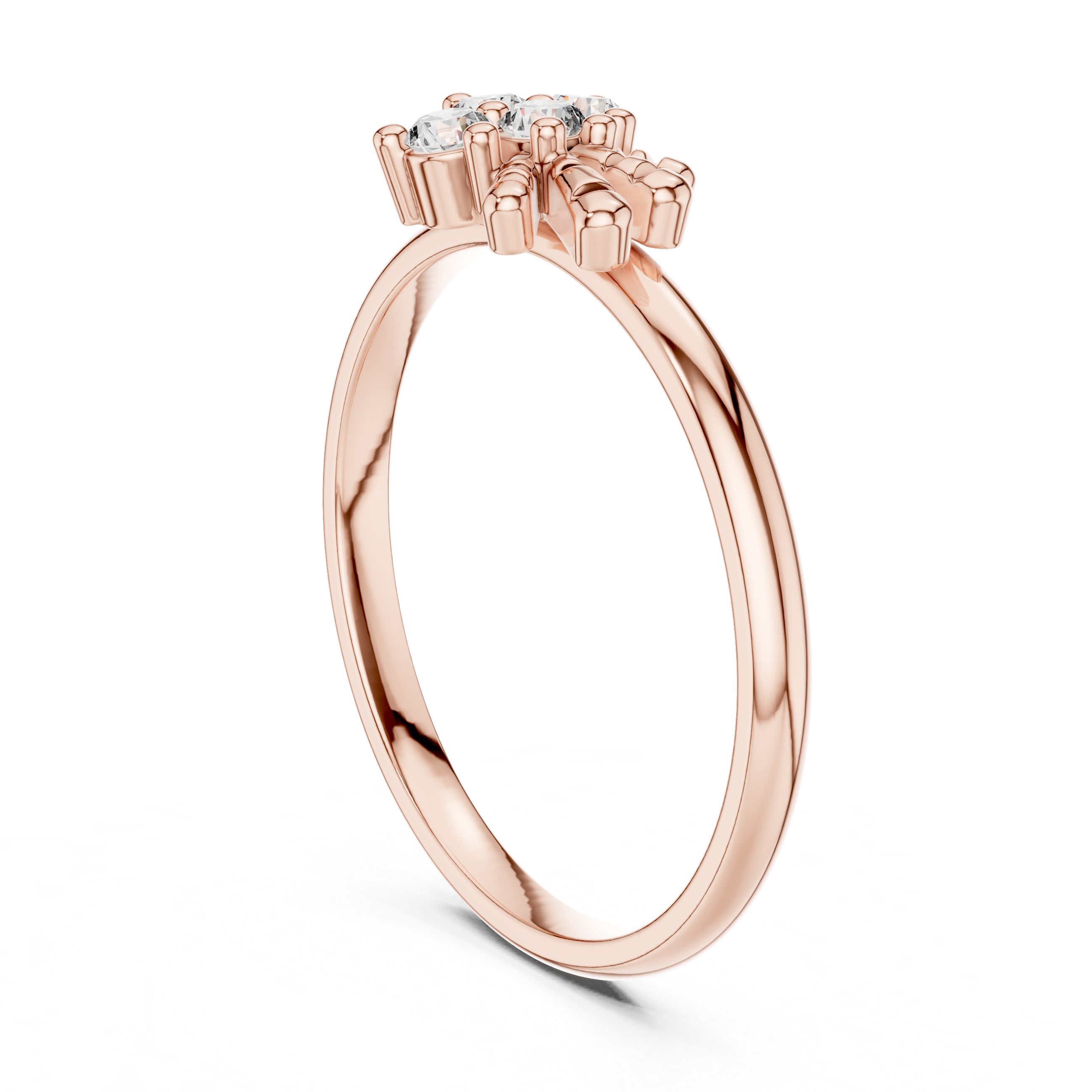 Round Cut Diamond Floral Cluster Ring with Elegant Collet Setting