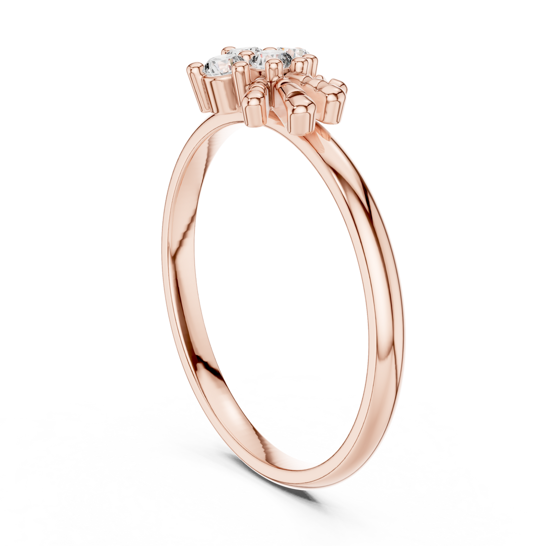 Round Cut Diamond Floral Cluster Ring with Elegant Collet Setting