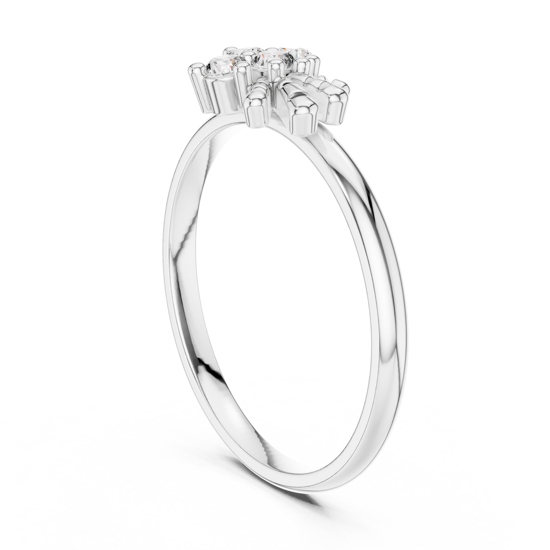 Round Cut Diamond Floral Cluster Ring with Elegant Collet Setting