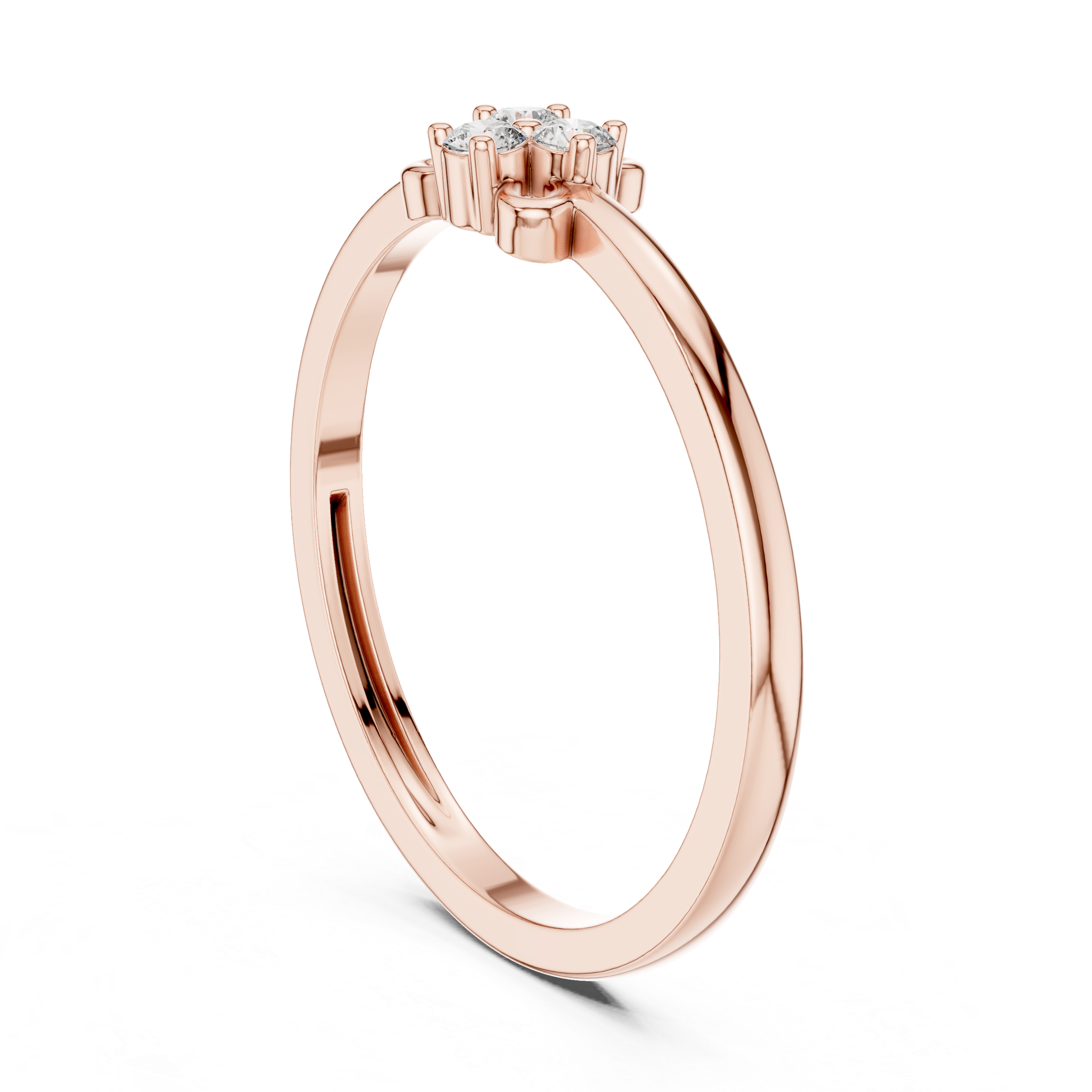 Round Cut Diamond Three Stone Cluster Ring with Refined Collet Setting