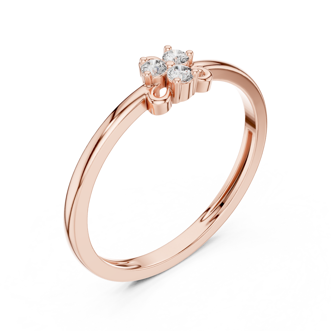 Round Cut Diamond Three Stone Cluster Ring with Refined Collet Setting