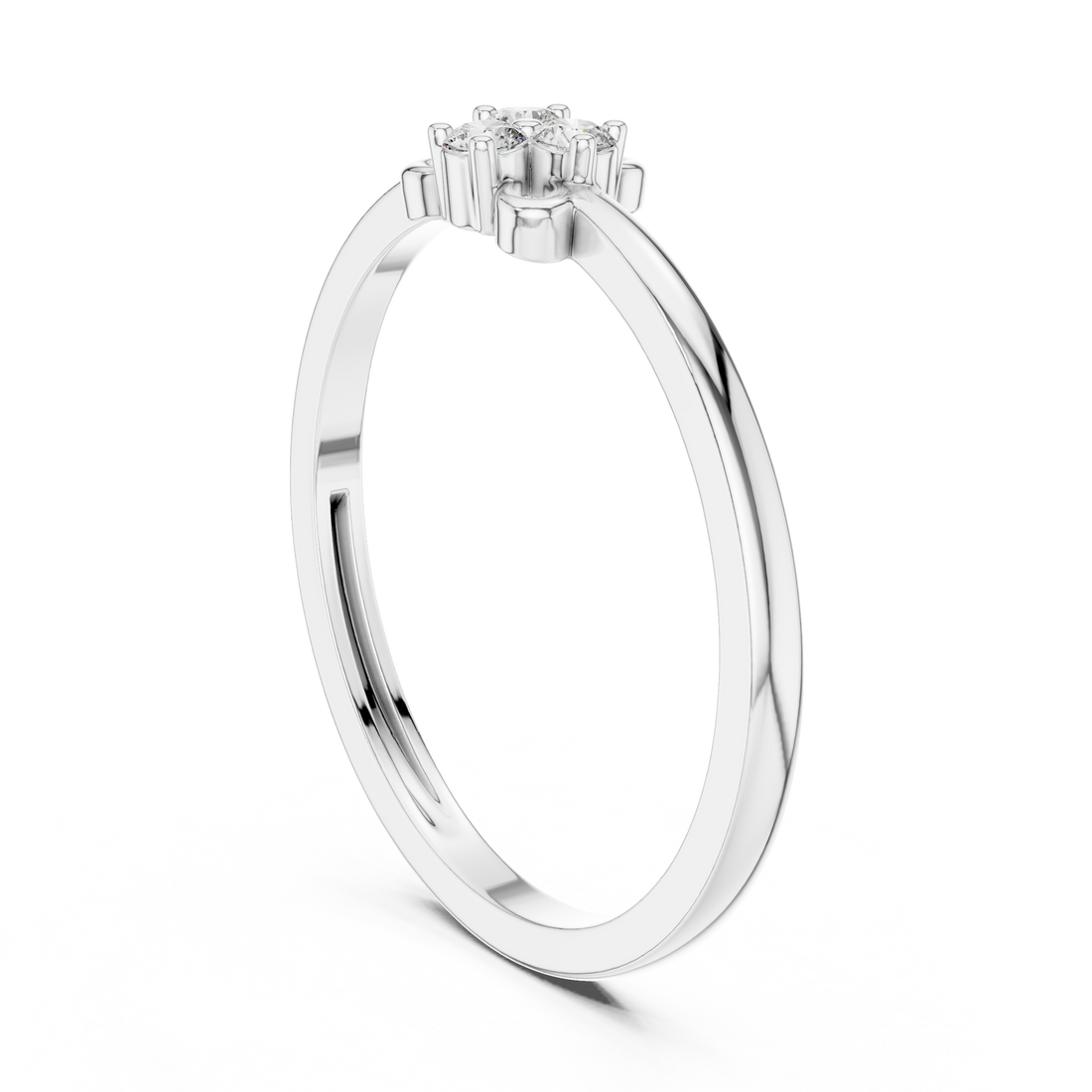 Round Cut Diamond Three Stone Cluster Ring with Refined Collet Setting