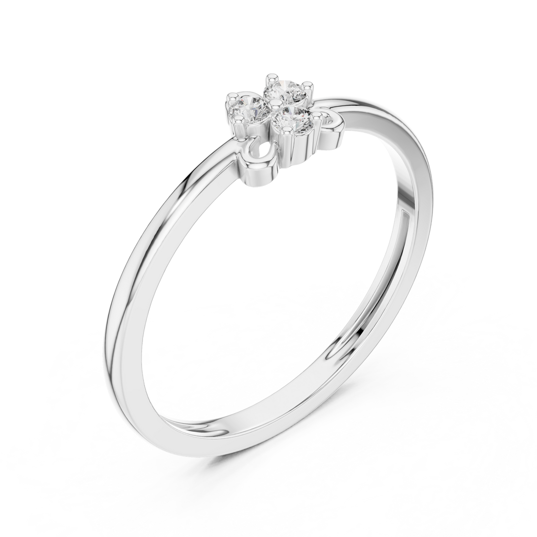 Round Cut Diamond Three Stone Cluster Ring with Refined Collet Setting