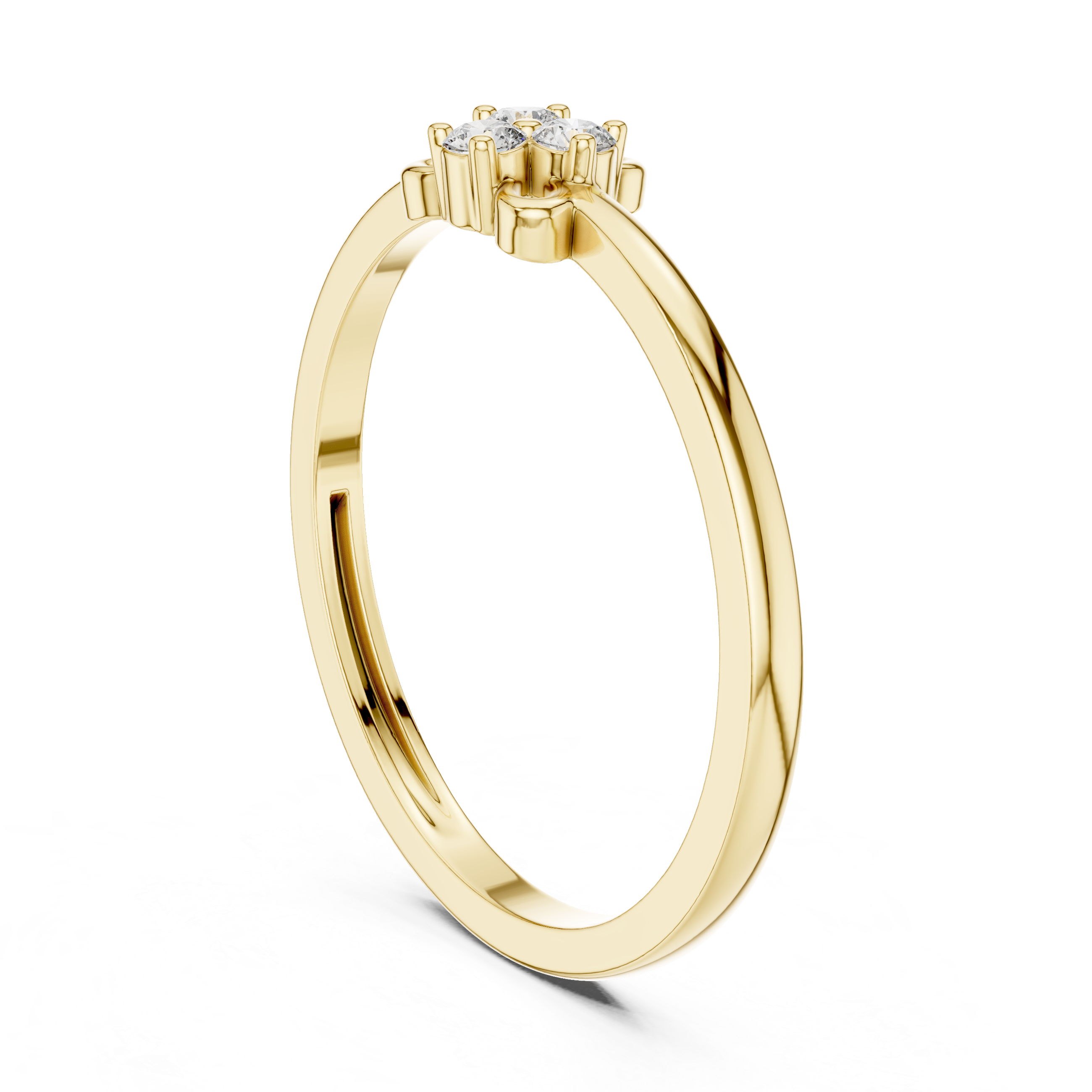 Round Cut Diamond Three Stone Cluster Ring with Refined Collet Setting