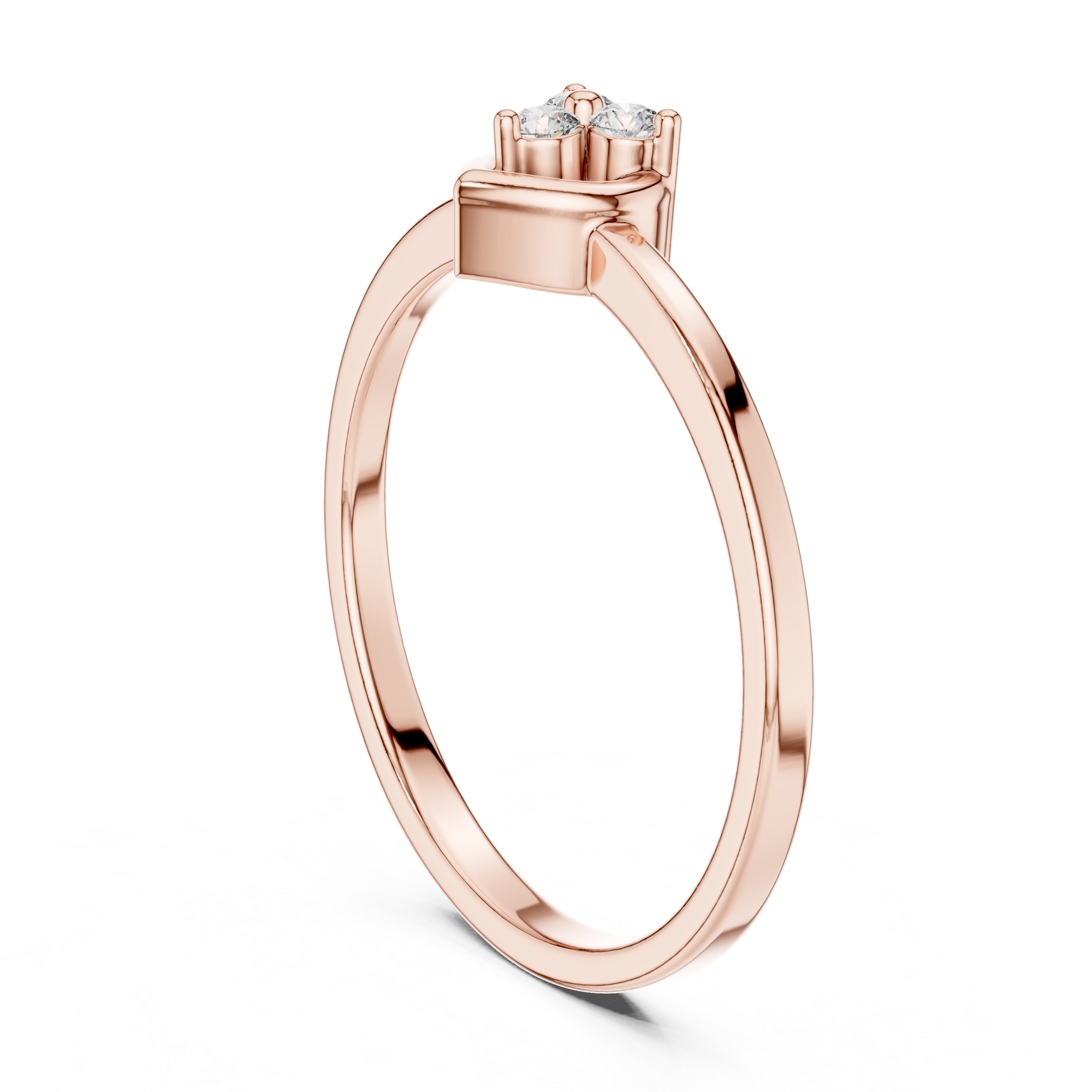 Round Cut Diamond Heart Shaped Three Stone Cluster Ring