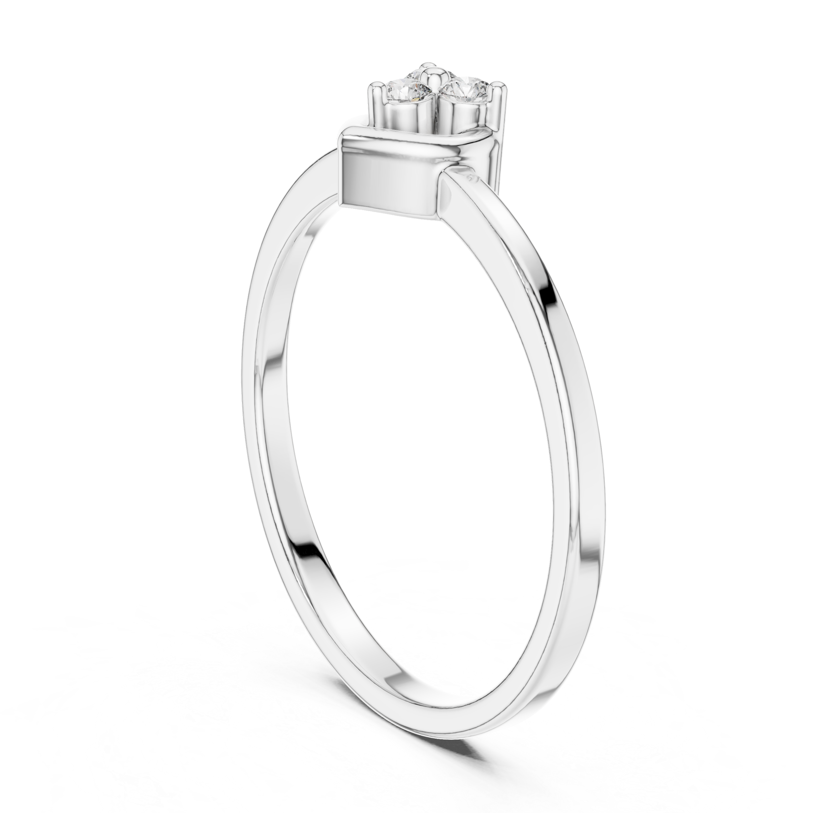 Round Cut Diamond Heart Shaped Three Stone Cluster Ring