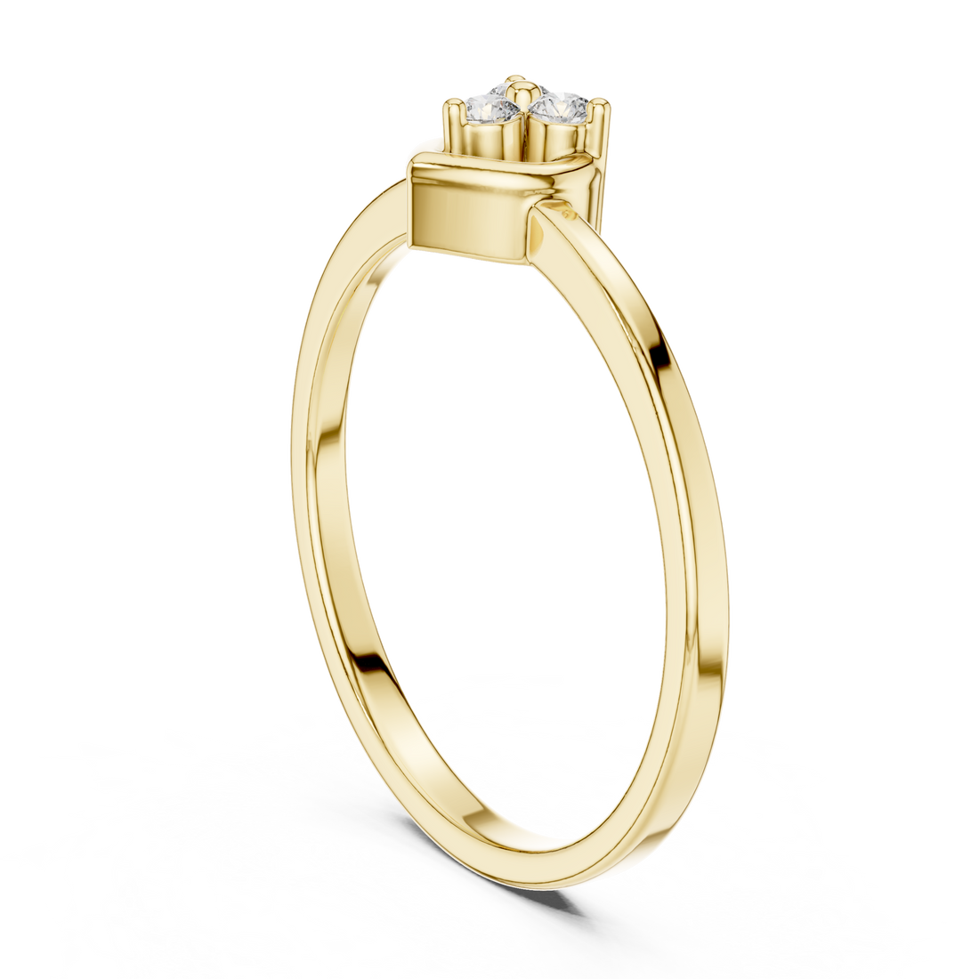 Round Cut Diamond Heart Shaped Three Stone Cluster Ring