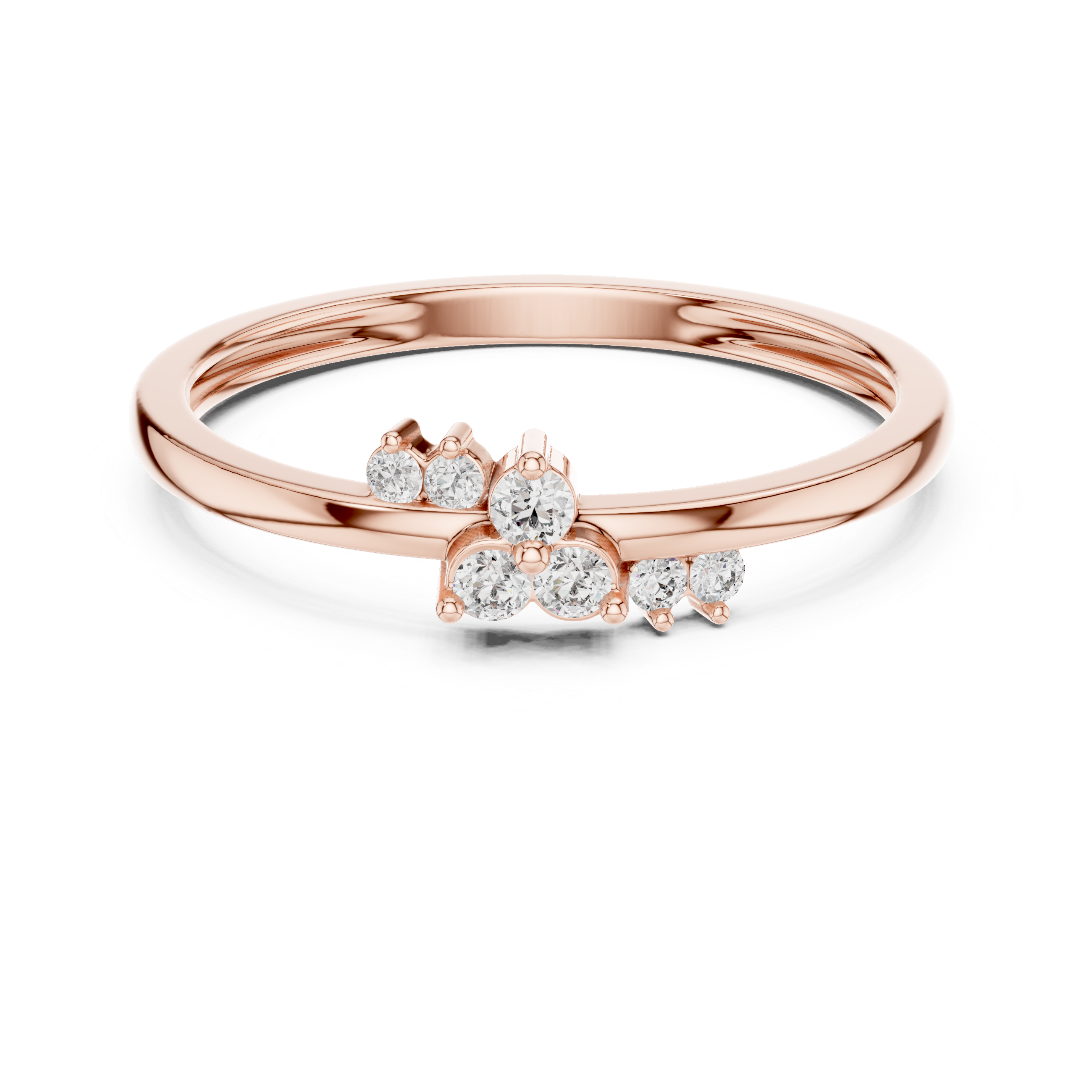 Round Cut Diamond Side Stone Cluster Band Ring