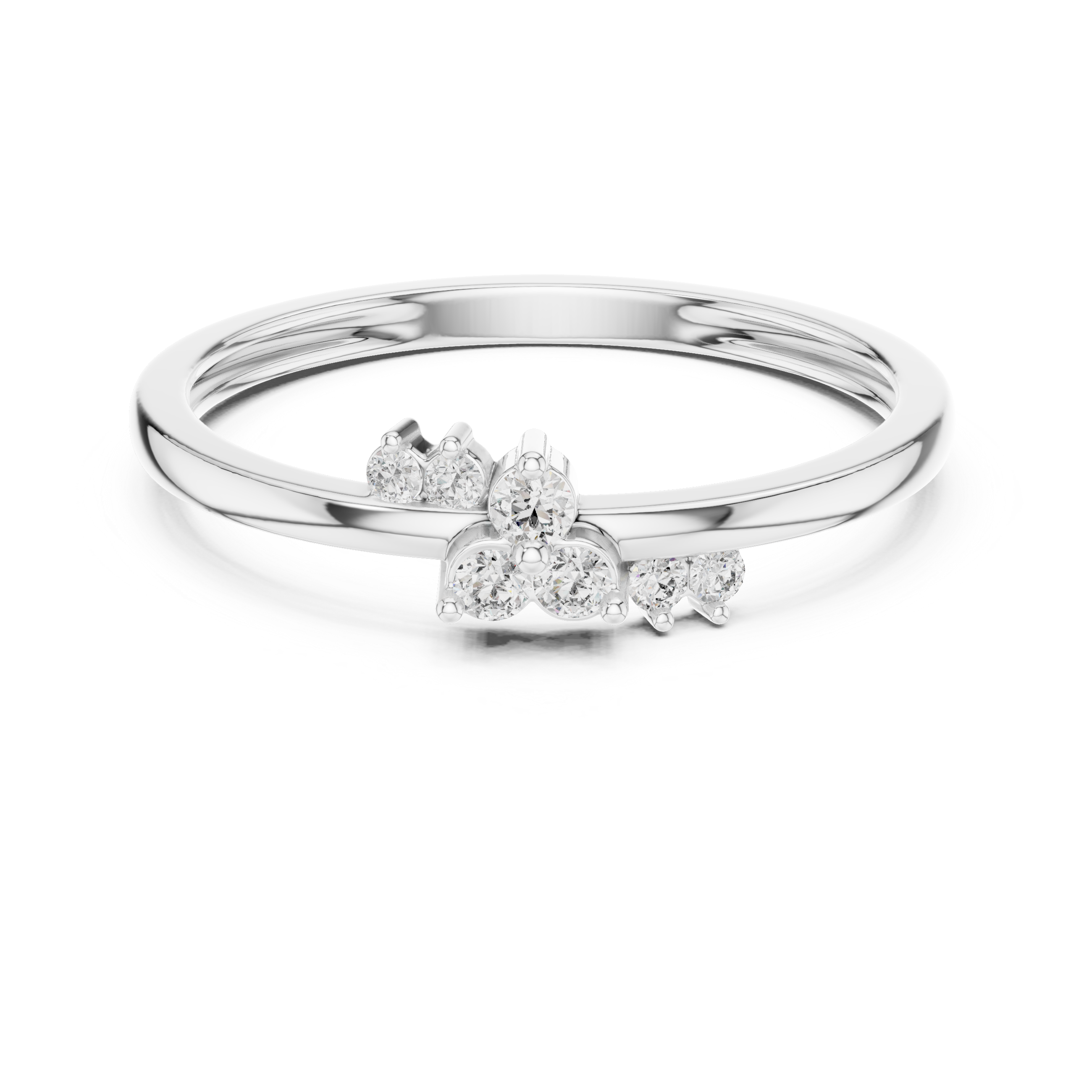 Round Cut Diamond Side Stone Cluster Band Ring