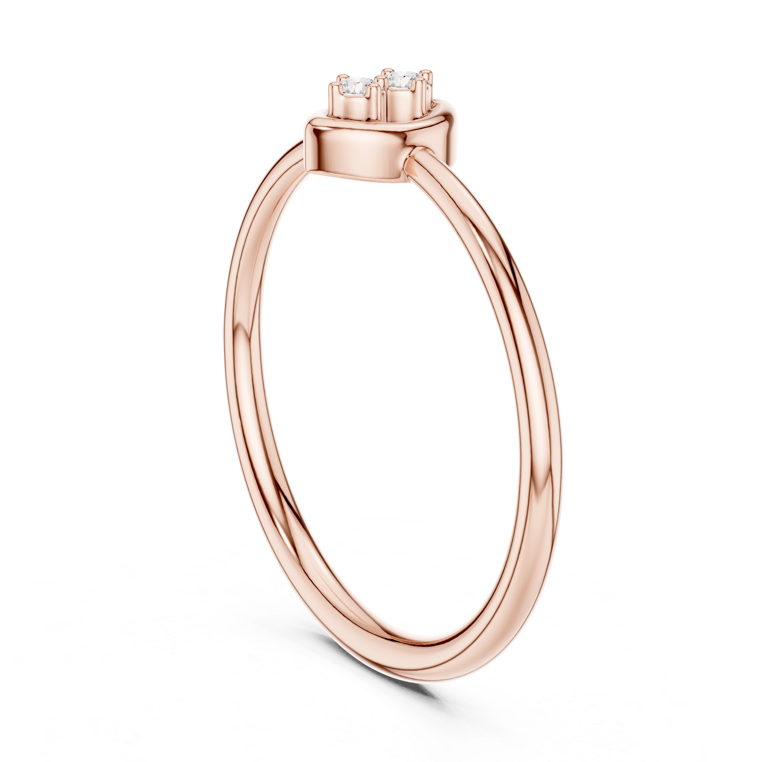 Round Cut Diamond Dual Stone Marquise Collet Ring