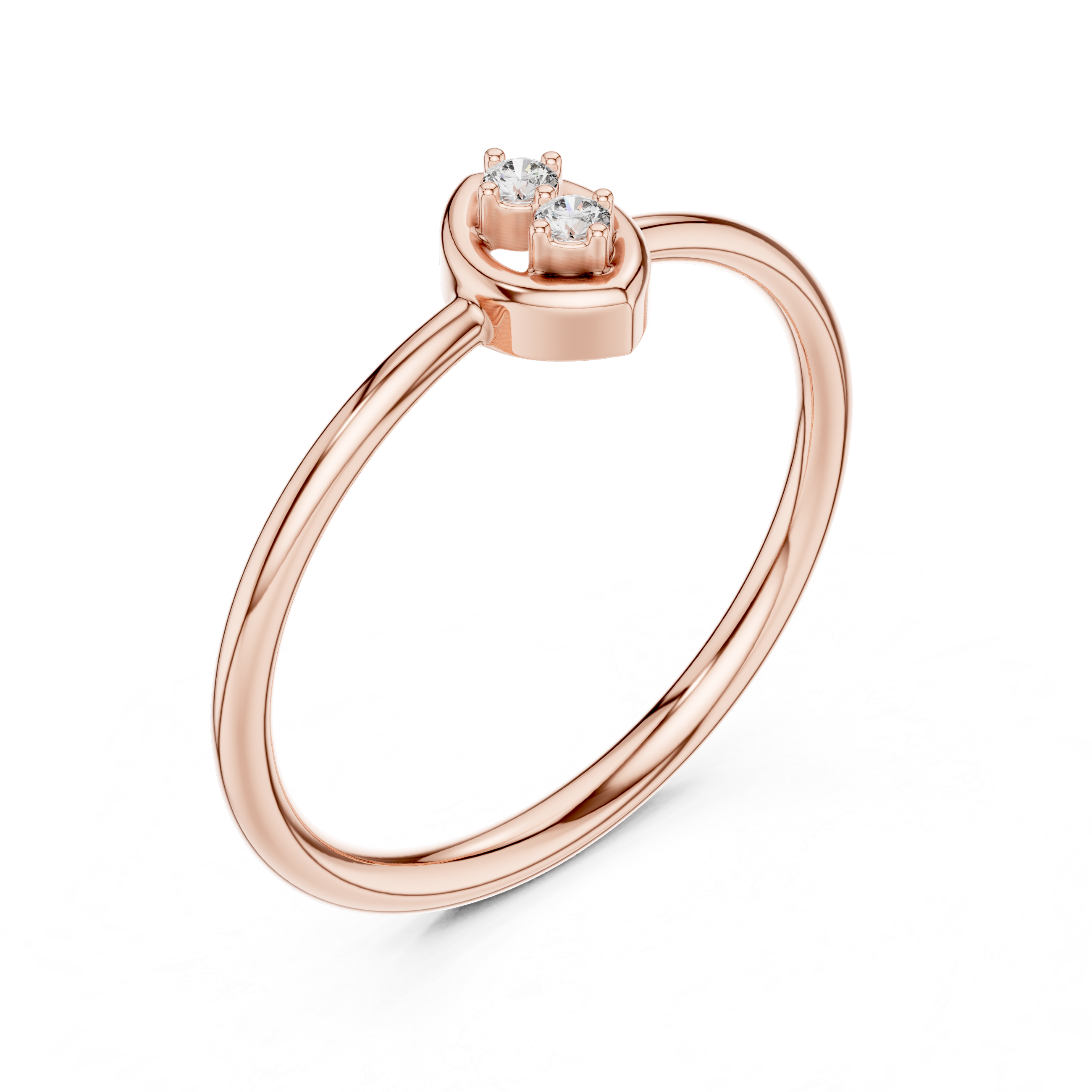 Round Cut Diamond Dual Stone Marquise Collet Ring