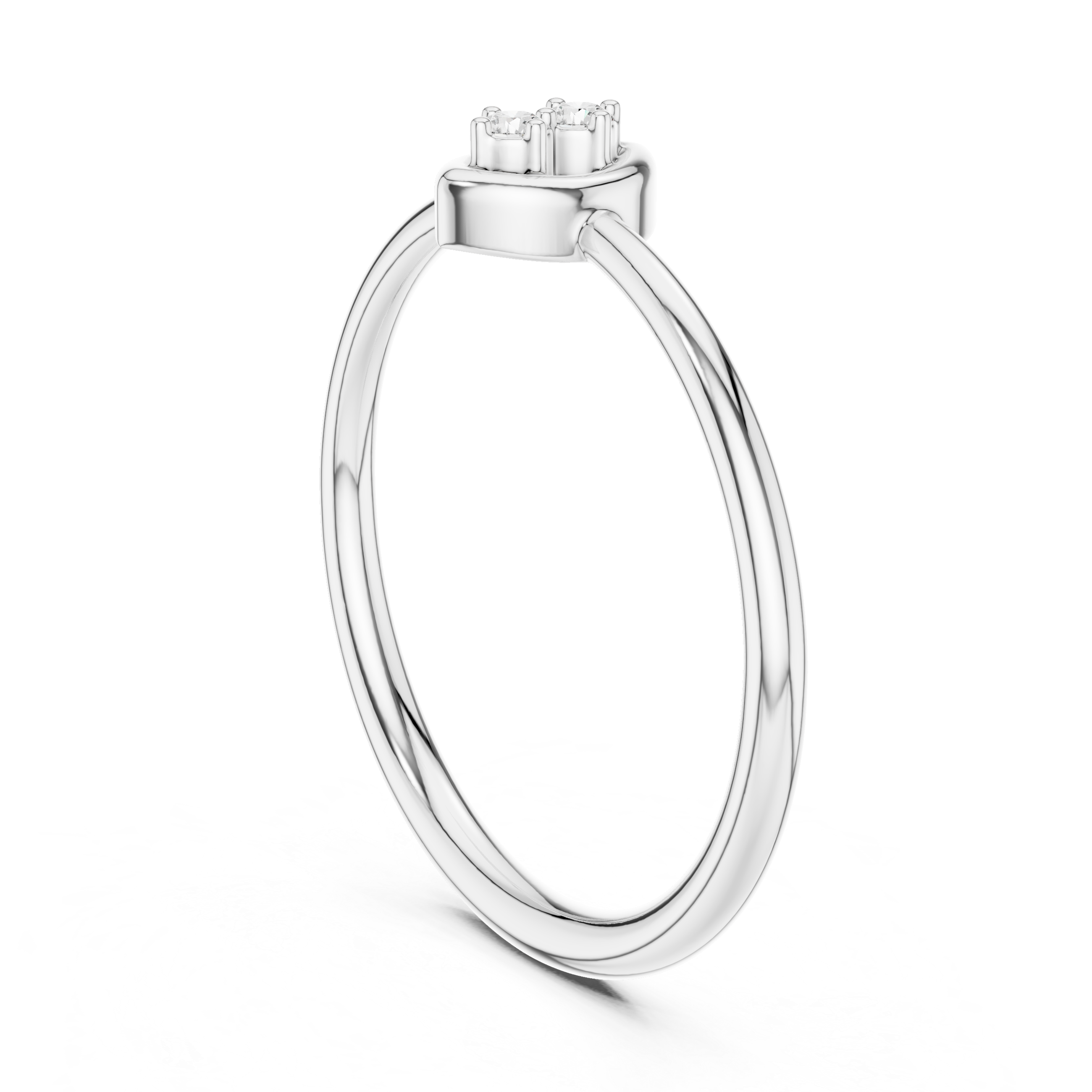 Round Cut Diamond Dual Stone Marquise Collet Ring