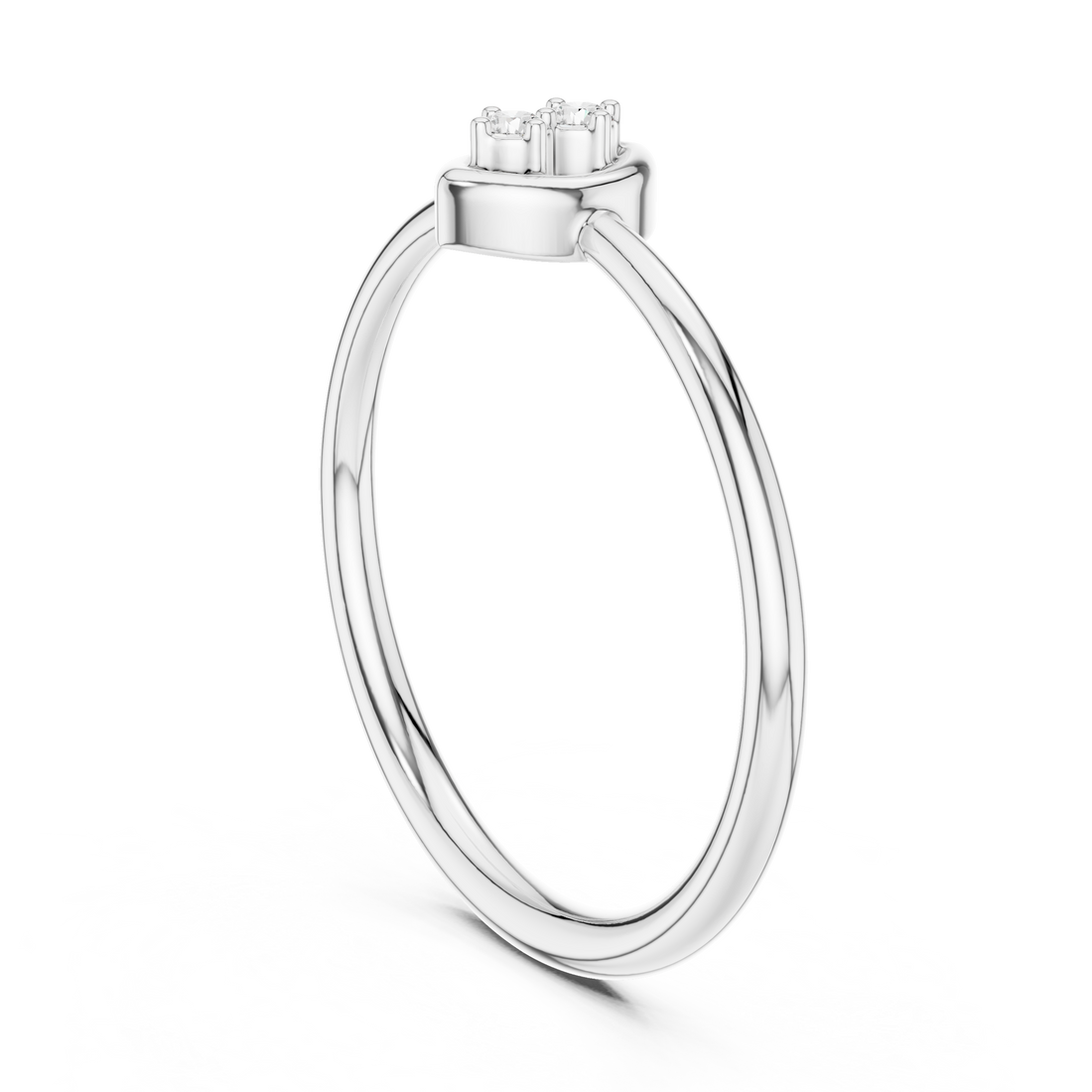 Round Cut Diamond Dual Stone Marquise Collet Ring