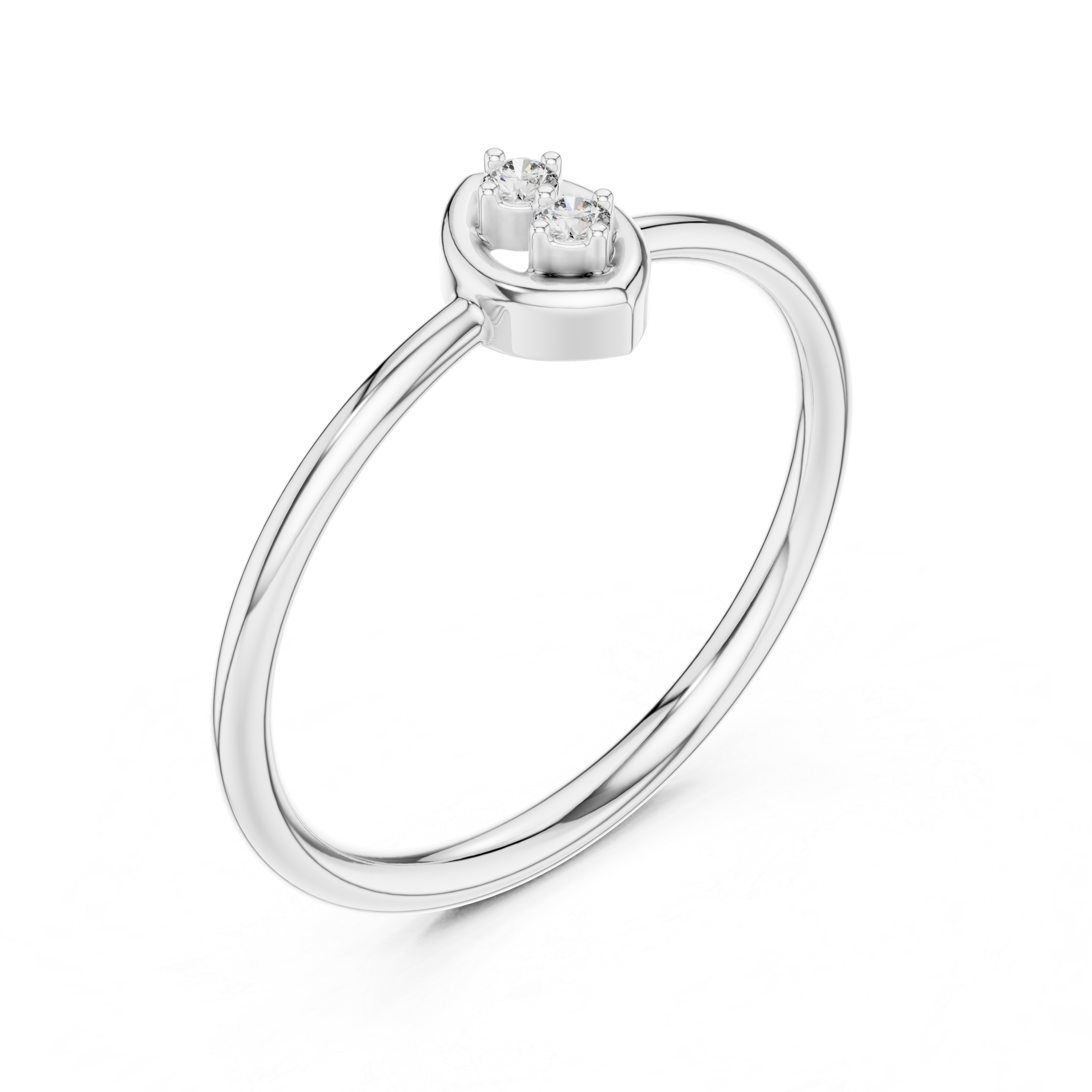 Round Cut Diamond Dual Stone Marquise Collet Ring