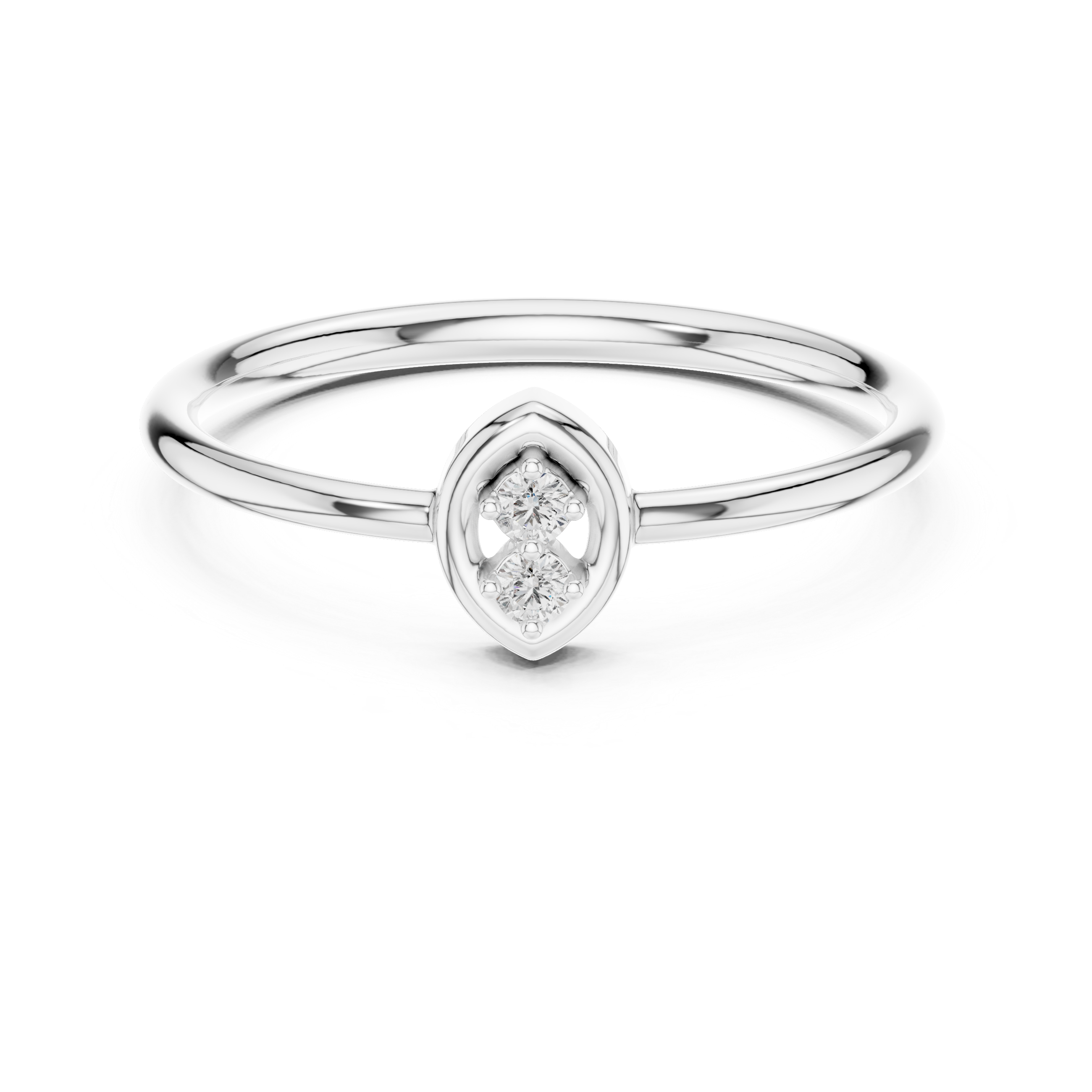 Round Cut Diamond Dual Stone Marquise Collet Ring