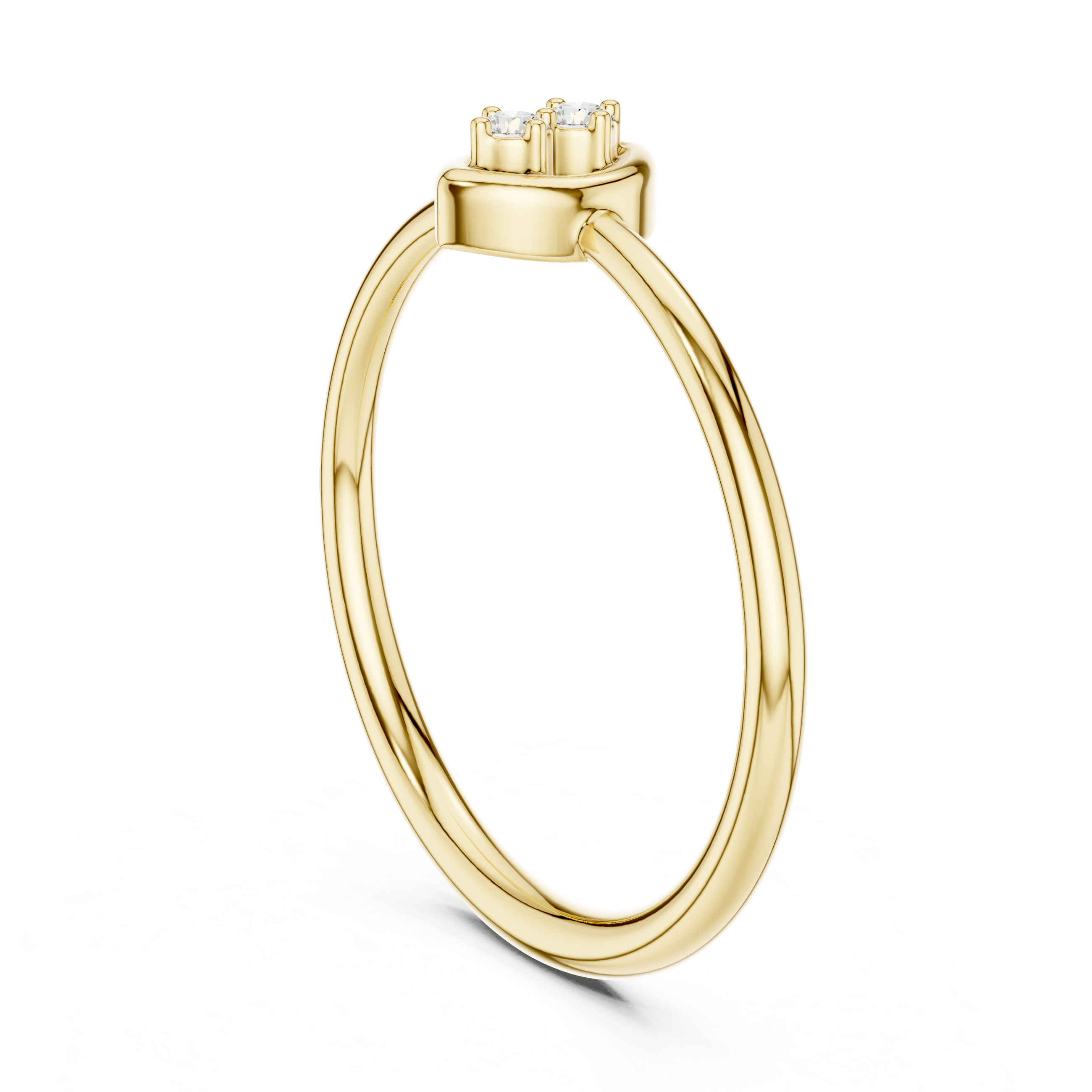 Round Cut Diamond Dual Stone Marquise Collet Ring